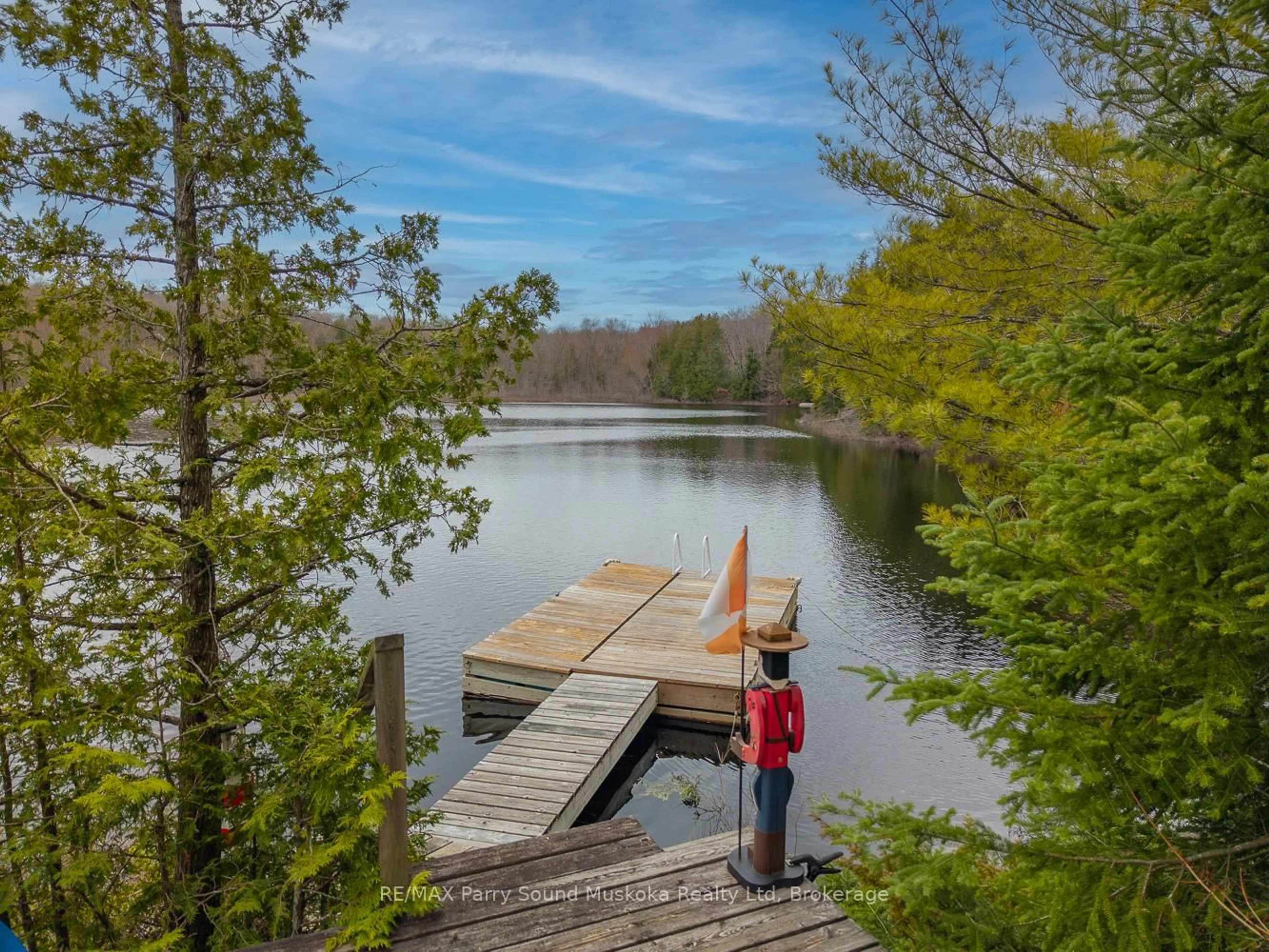 A pic from outside/outdoor area/front of a property/back of a property/a pic from drone, water/lake/river/ocean view for 18 Smokey Rd, Whitestone Ontario P0A 1G0