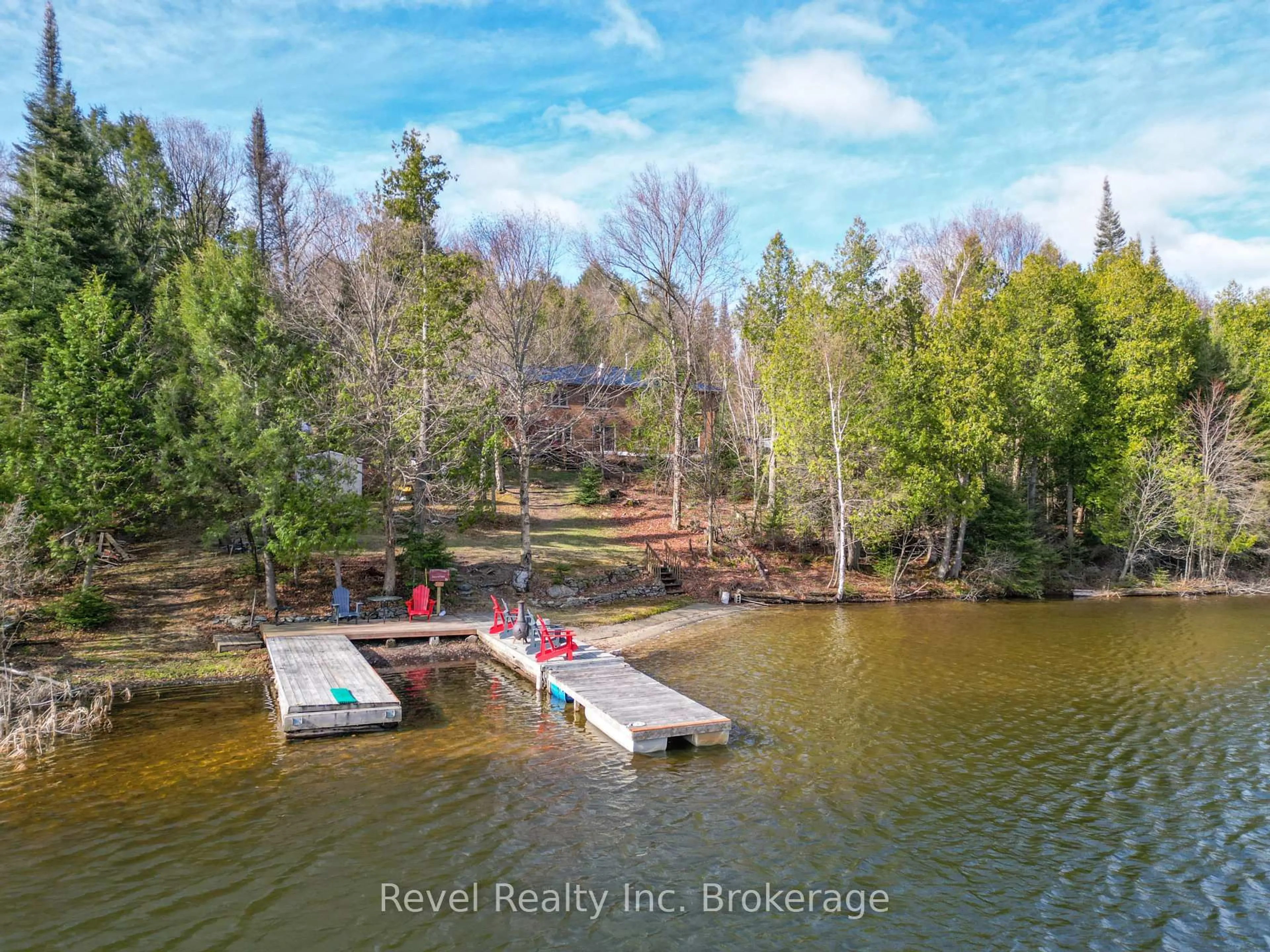 A pic from outside/outdoor area/front of a property/back of a property/a pic from drone, water/lake/river/ocean view for 170K Shorewood Rd, North Bay Ontario P1B 8G4