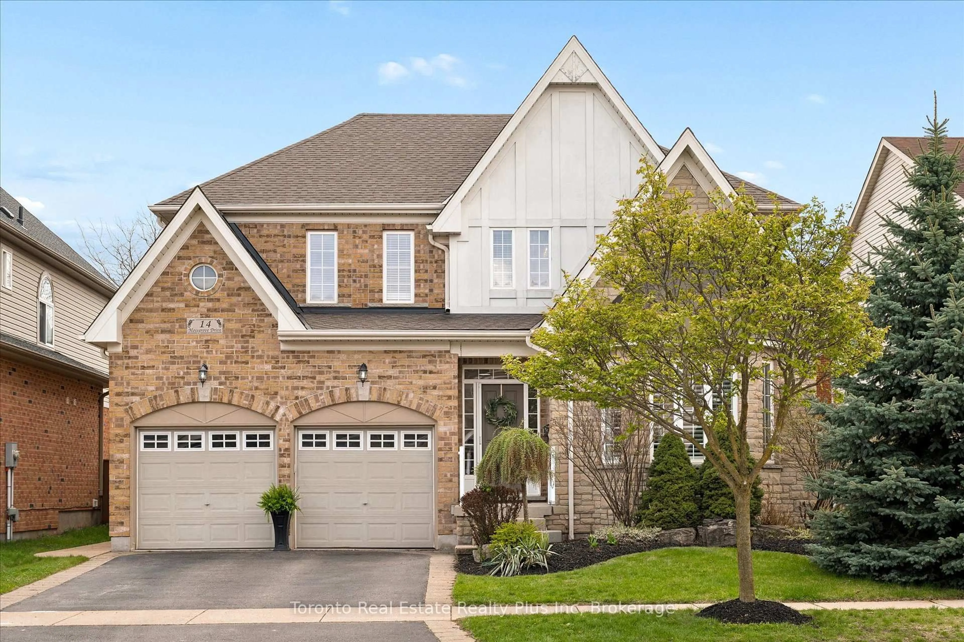 Home with brick exterior material, street for 14 Mossgrove Dr, Kitchener Ontario N2P 2Y8