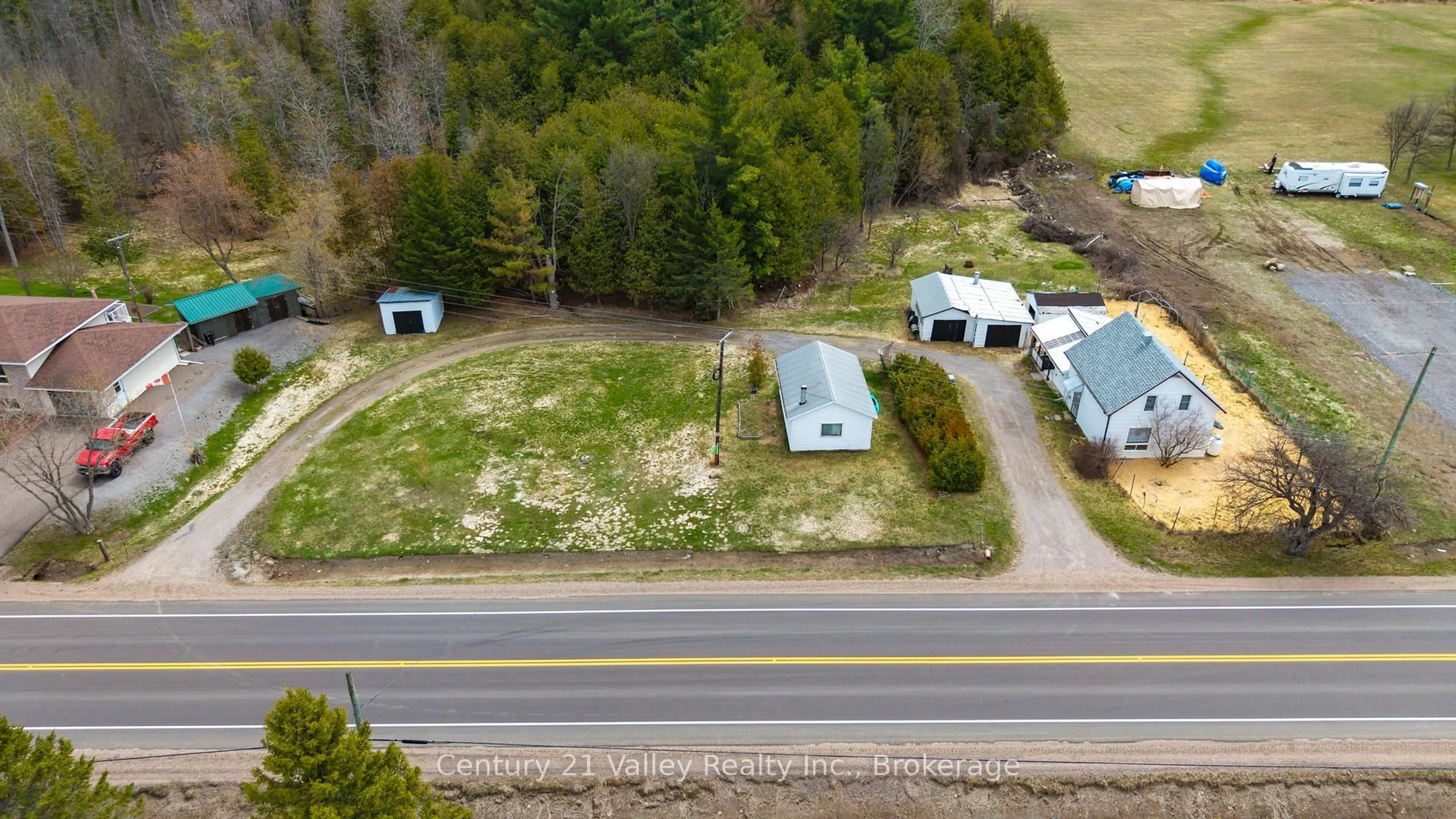 A pic from outside/outdoor area/front of a property/back of a property/a pic from drone, street for 83 Foymount Rd, Eganville Ontario K0J 1T0