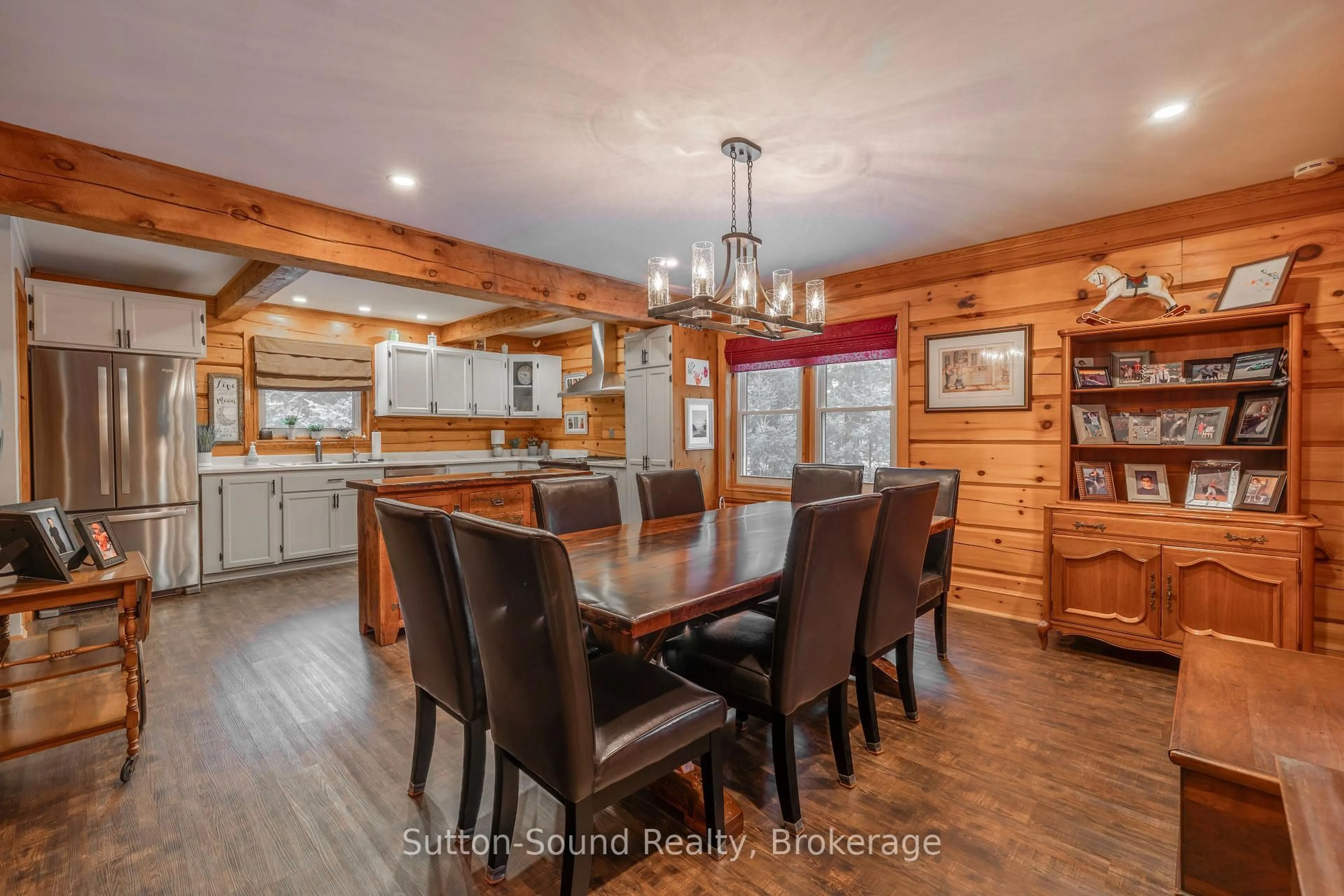 Open concept kitchen, wood/laminate floor for 625 Mallory Beach Rd, South Bruce Peninsula Ontario N0H 2T0