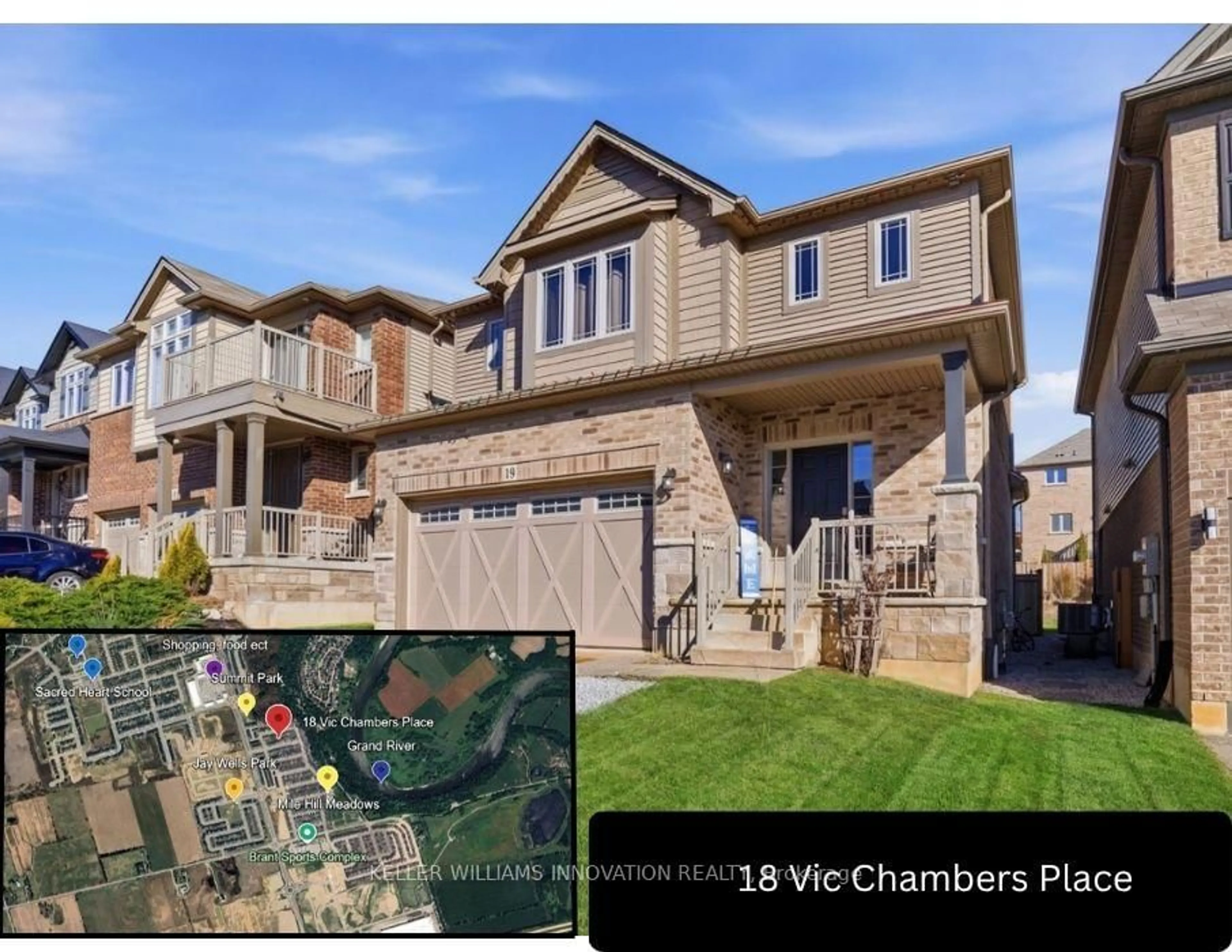 A pic from outside/outdoor area/front of a property/back of a property/a pic from drone, street for 18 Vic Chambers Pl, Brant Ontario N3L 0E6