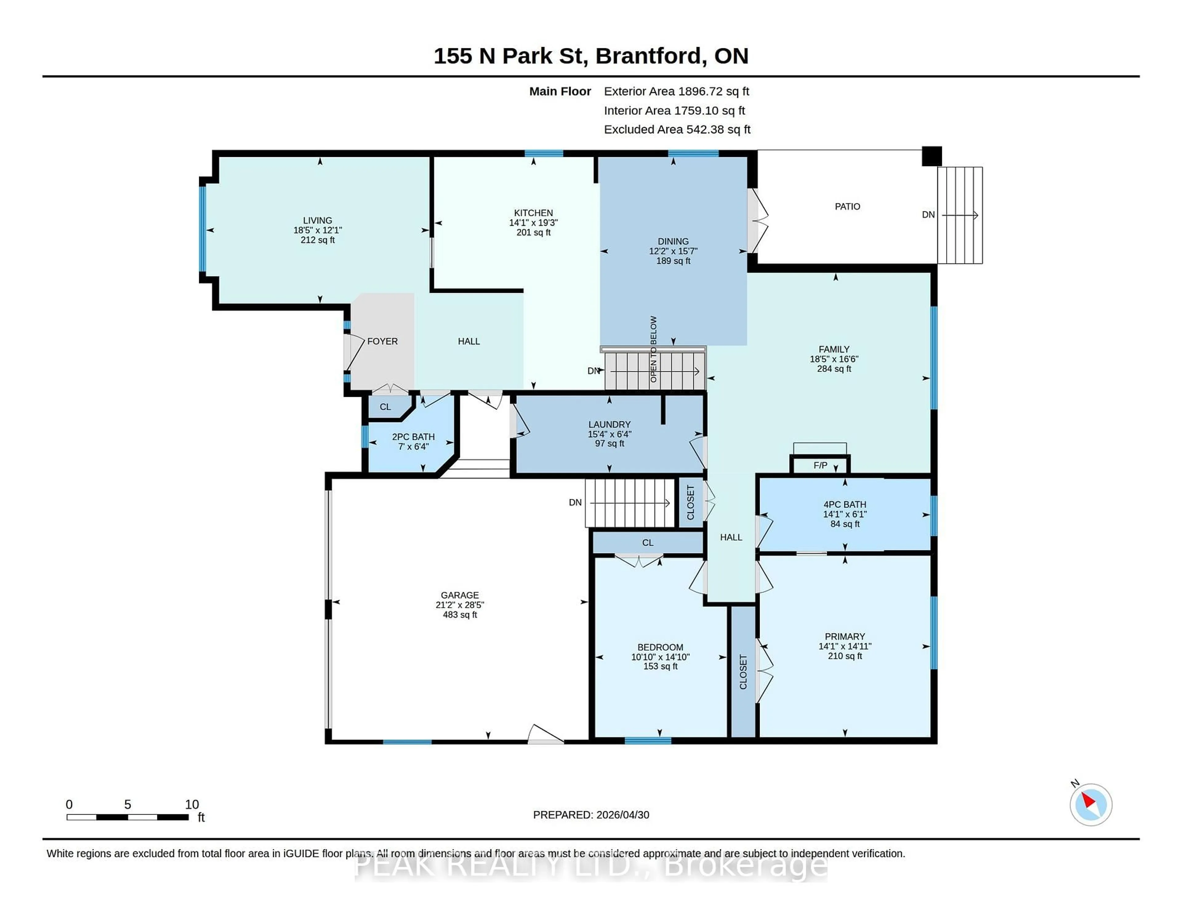 Floor plan for 155 North Park St, Brantford Ontario N3R 4K7