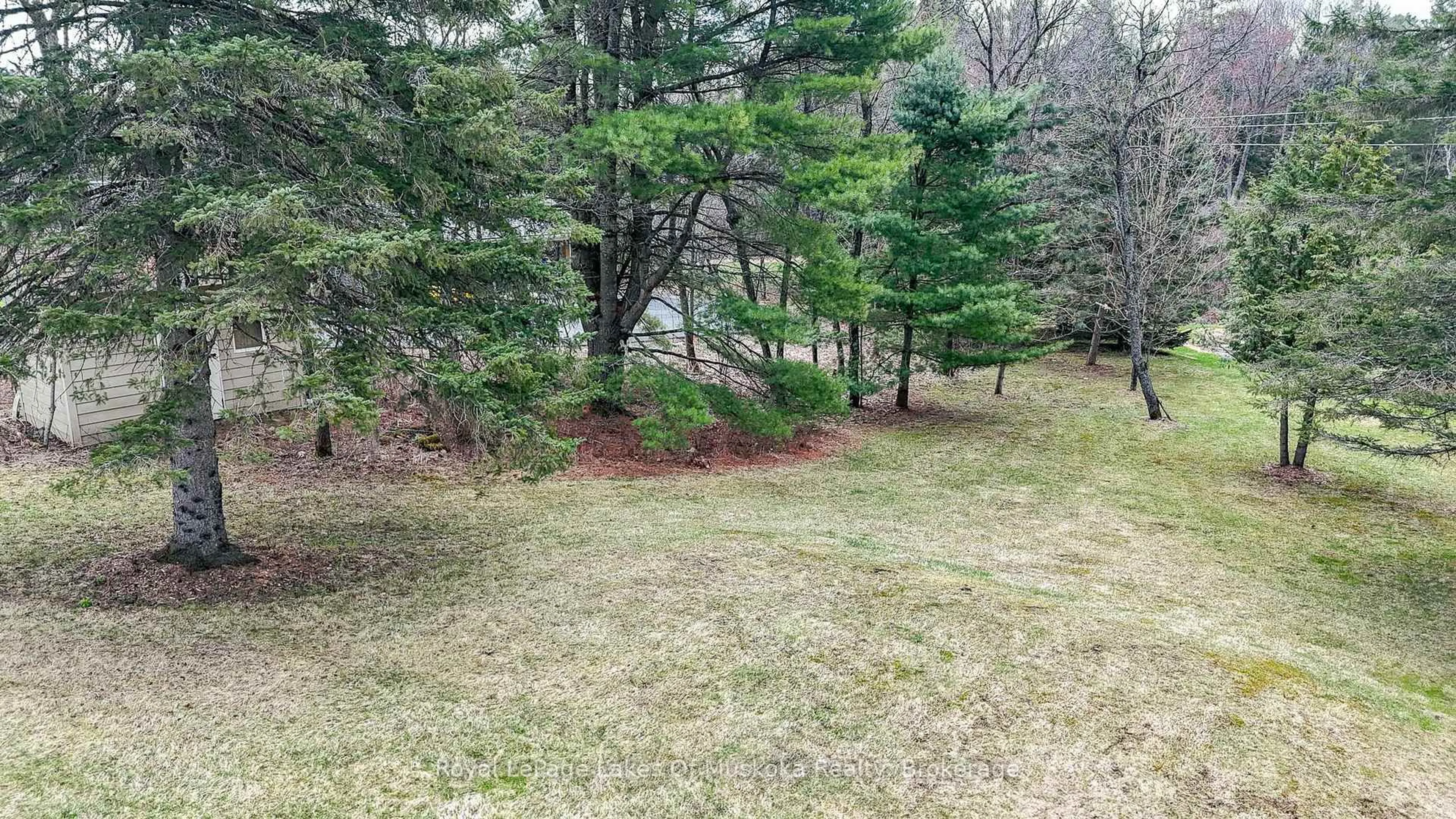 A pic from outside/outdoor area/front of a property/back of a property/a pic from drone, forest/trees view for 19 Glencairn Cres, Huntsville Ontario P1H 2J4