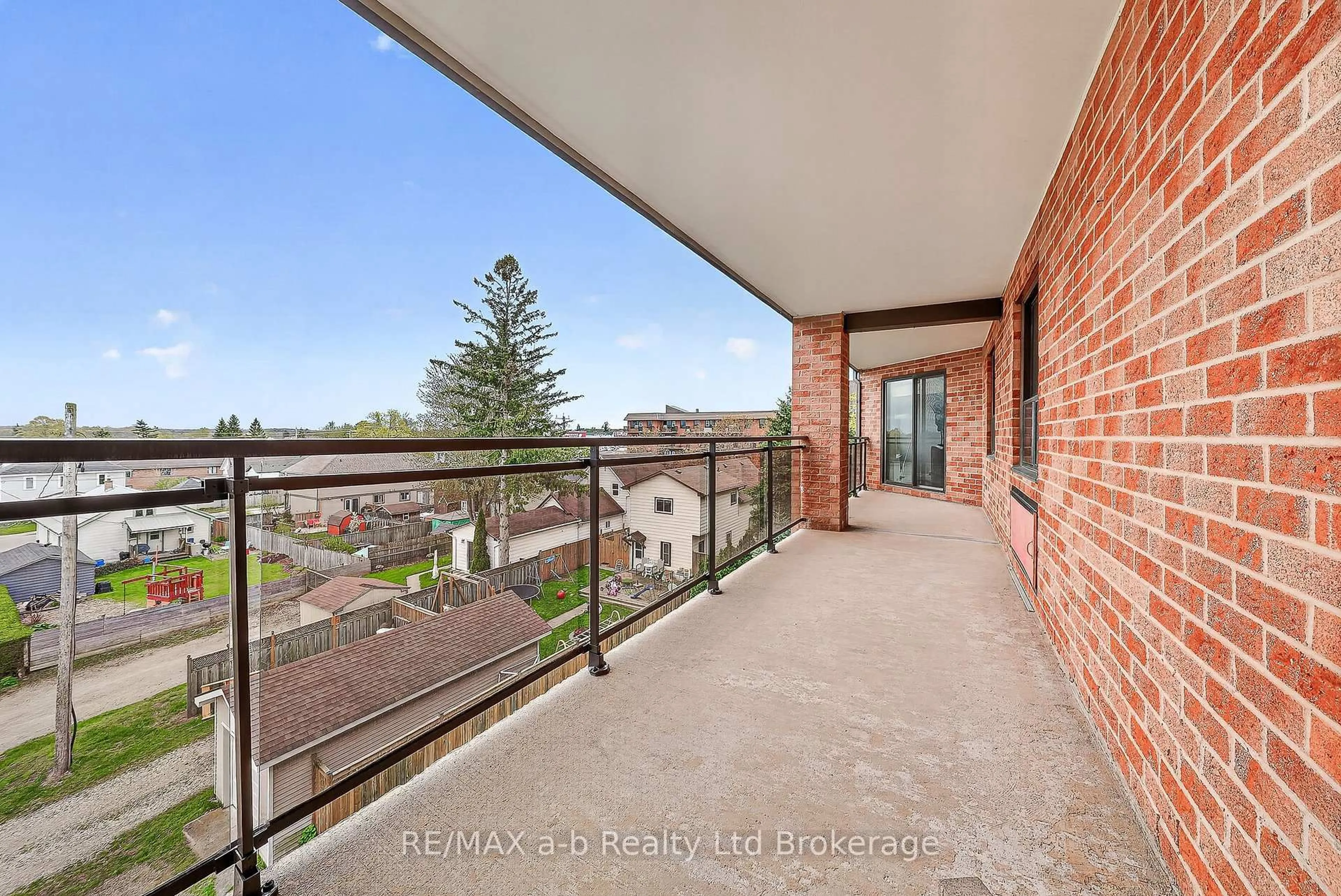 Balcony in the apartment, city buildings view from balcony for 75 Bridge St #402, Tillsonburg Ontario N4G 1T1