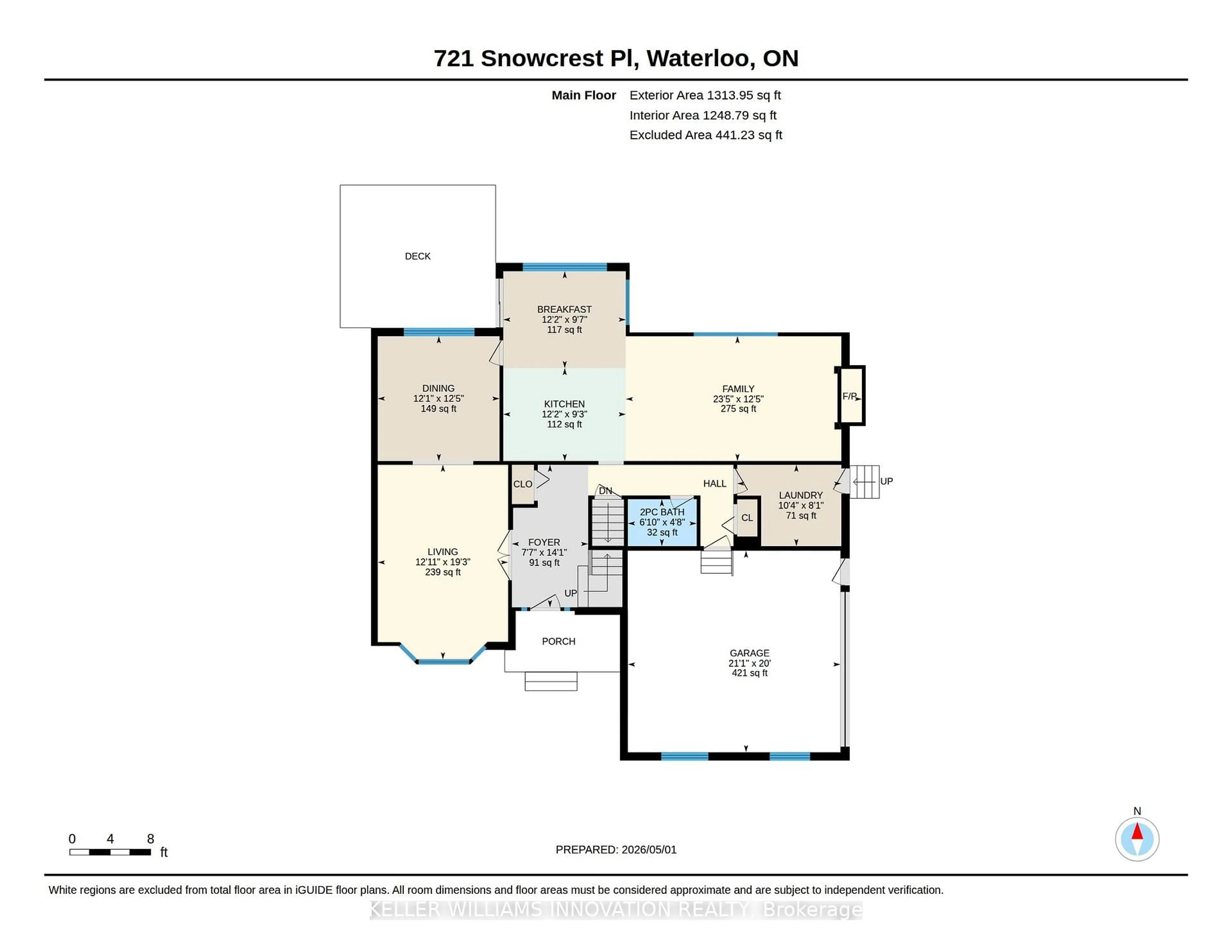 Floor plan for 721 Snowcrest Pl, Waterloo Ontario N2J 3Z4