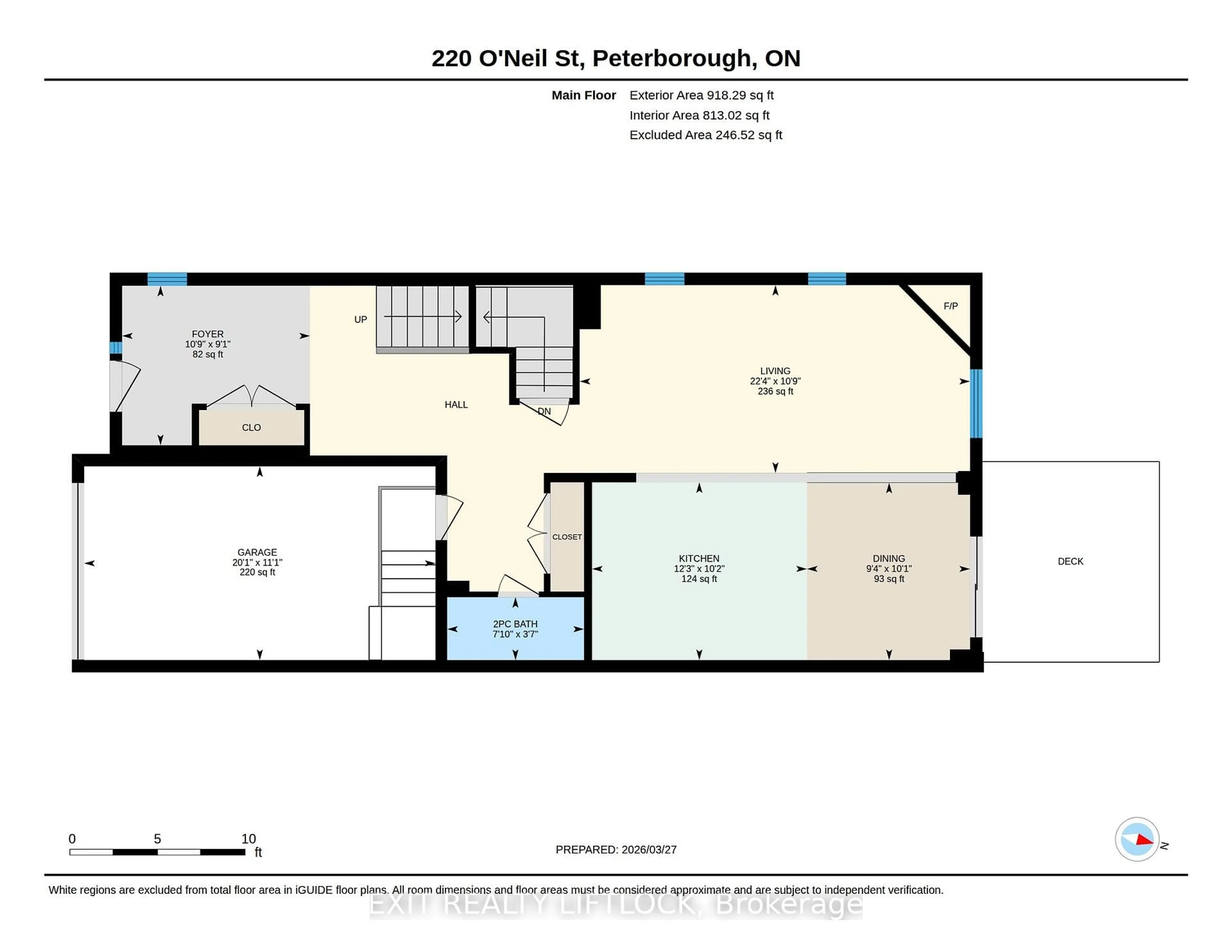 Floor plan for 220 O'Neil St, Peterborough Ontario K9K 0H5