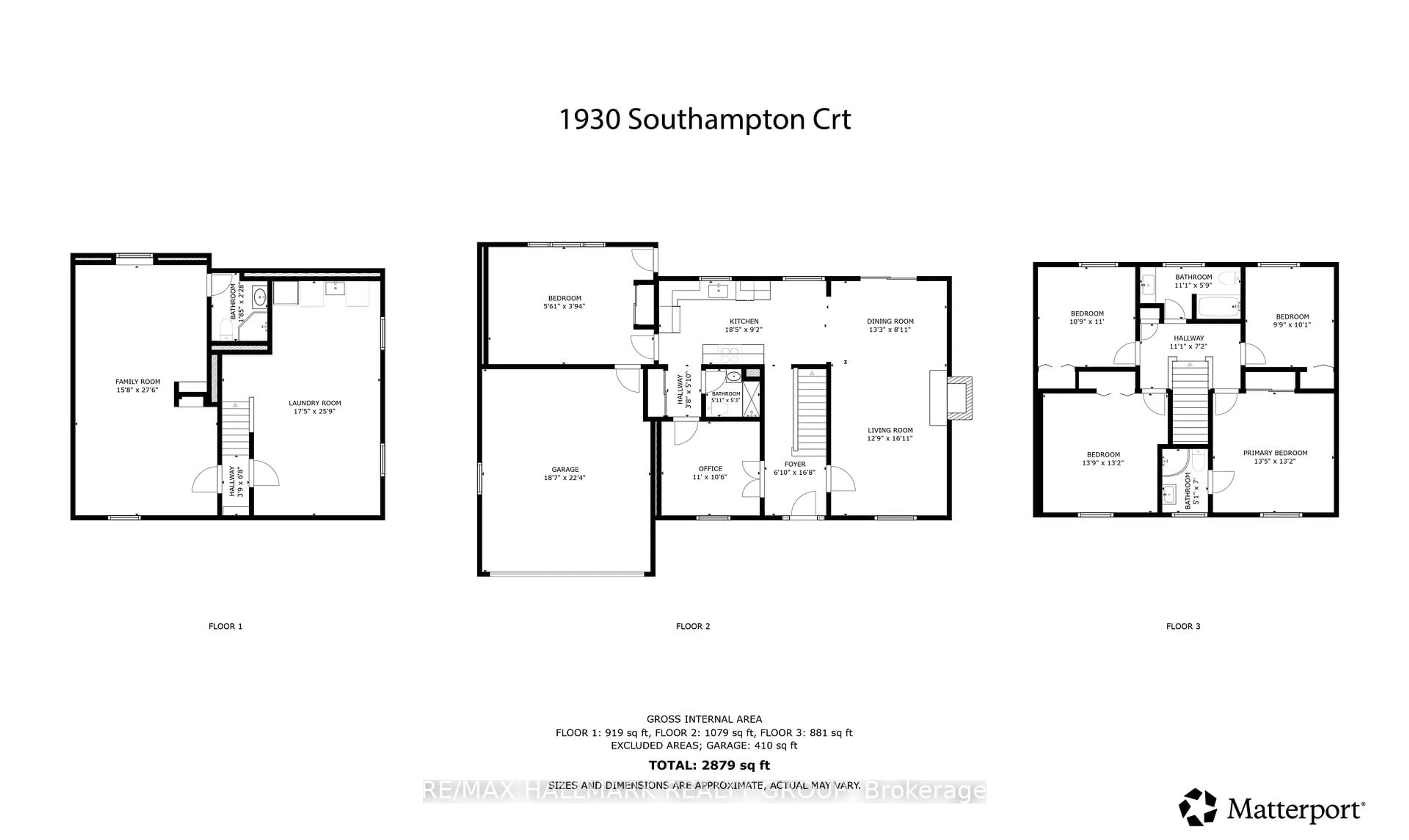 Floor plan for 1930 Southampton Crt, Ottawa Ontario K2C 0W4