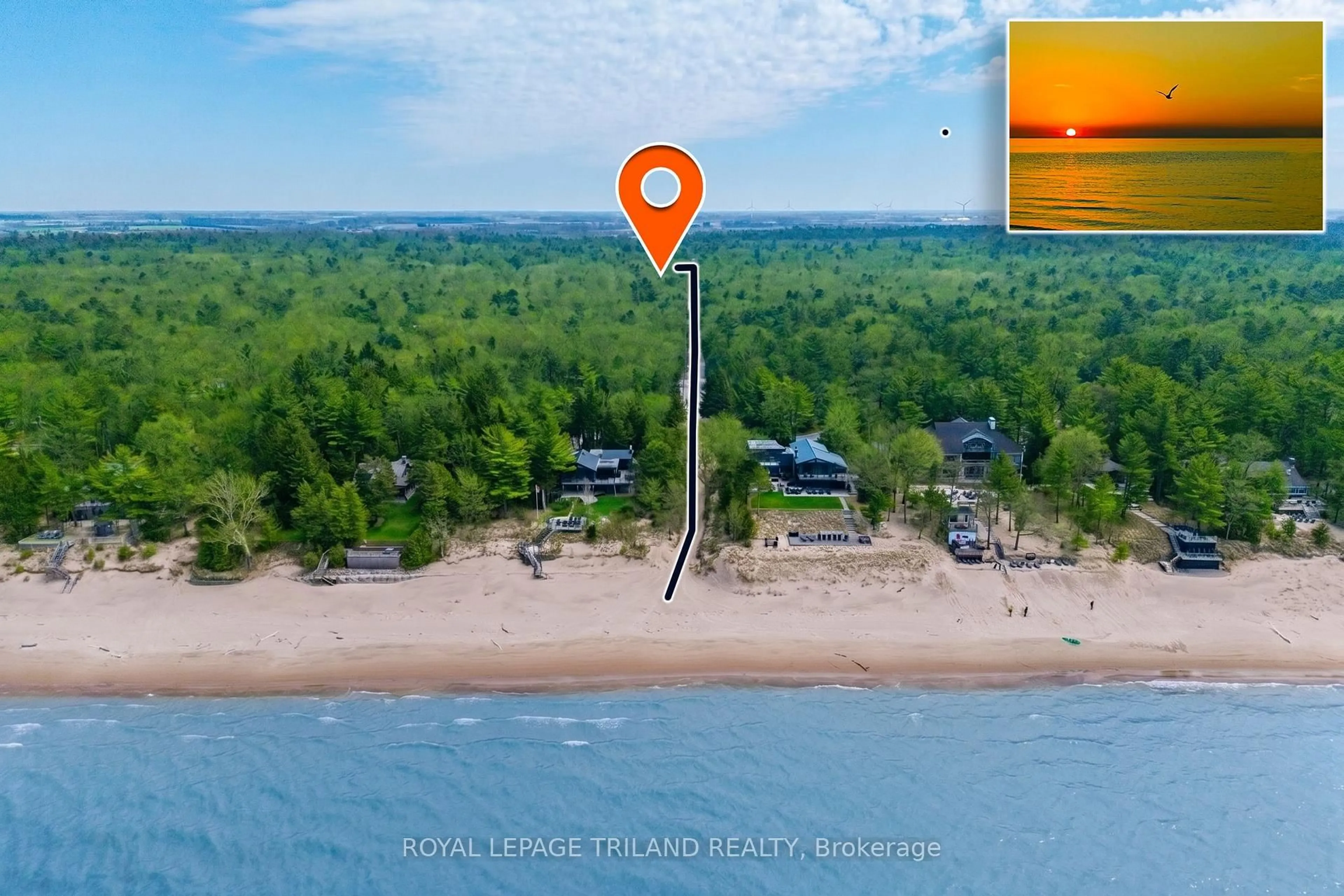 A pic from outside/outdoor area/front of a property/back of a property/a pic from drone, water/lake/river/ocean view for 10264 Beach O Pines Rd, Lambton Shores Ontario N0M 1T0