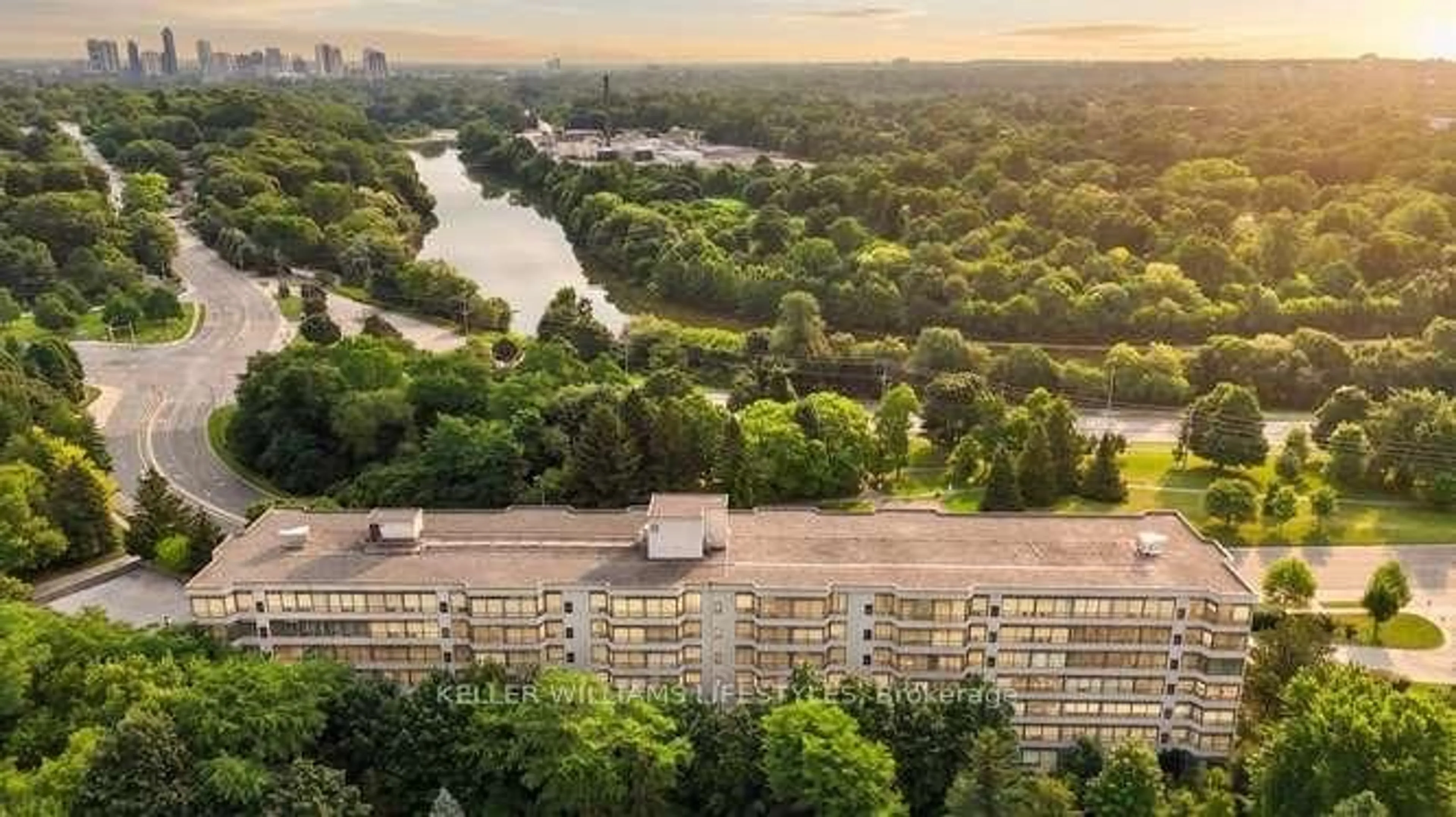 A pic from outside/outdoor area/front of a property/back of a property/a pic from drone, city buildings view from balcony for 521 Riverside Dr #602, London North Ontario N6H 5E2
