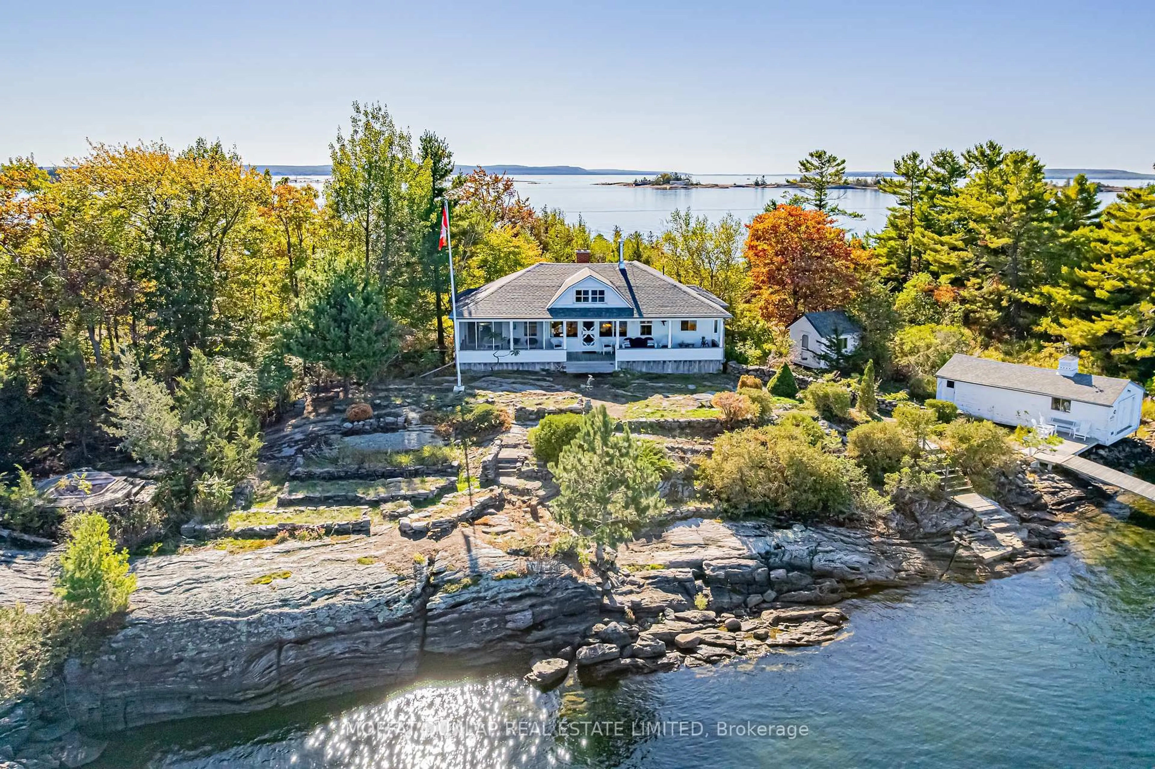 A pic from outside/outdoor area/front of a property/back of a property/a pic from drone, water/lake/river/ocean view for 2 IS 2390, Georgian Bay Ontario P0E 1E0