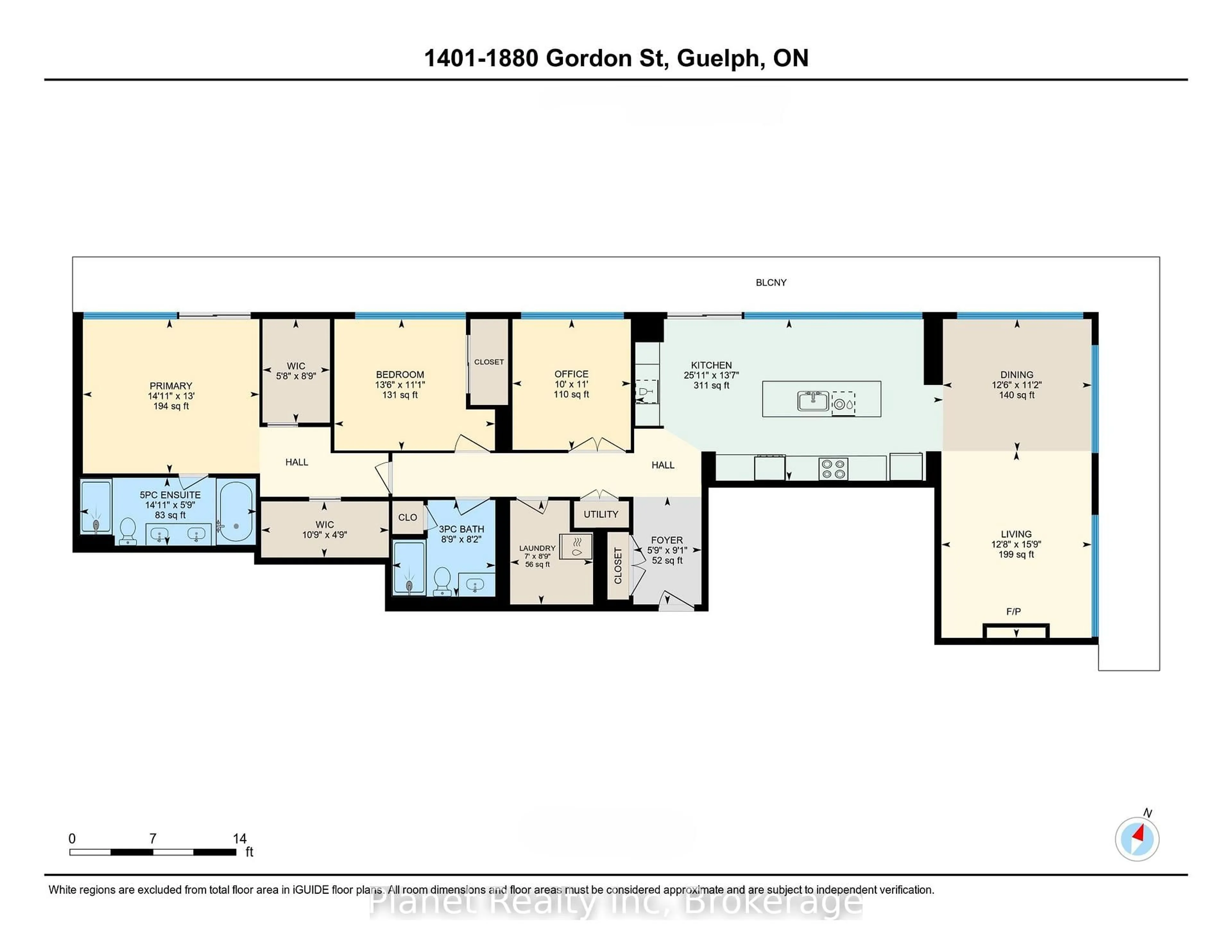 Floor plan for 1880 Gordon St #1401, Guelph Ontario N1L 0P5