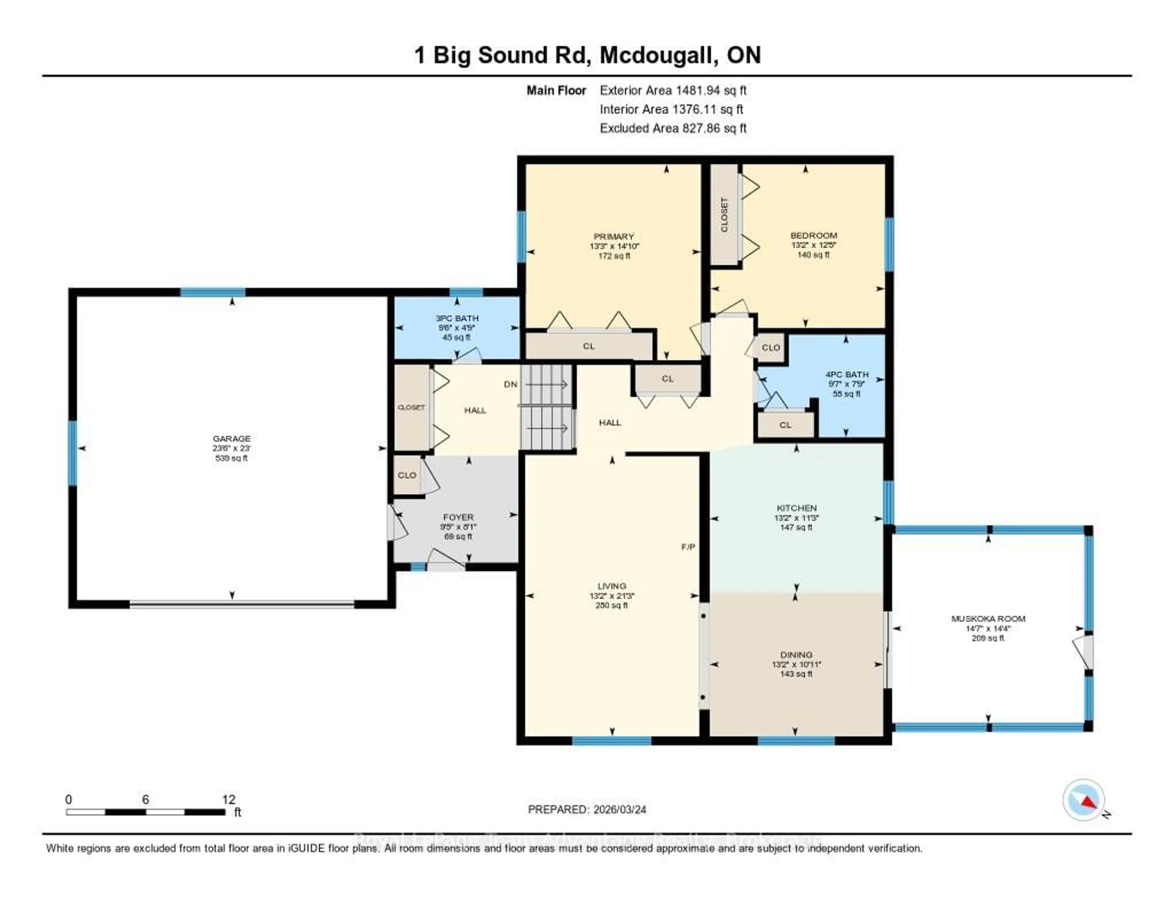 Floor plan for 1 Big Sound Rd, McDougall Ontario P0G 1G0