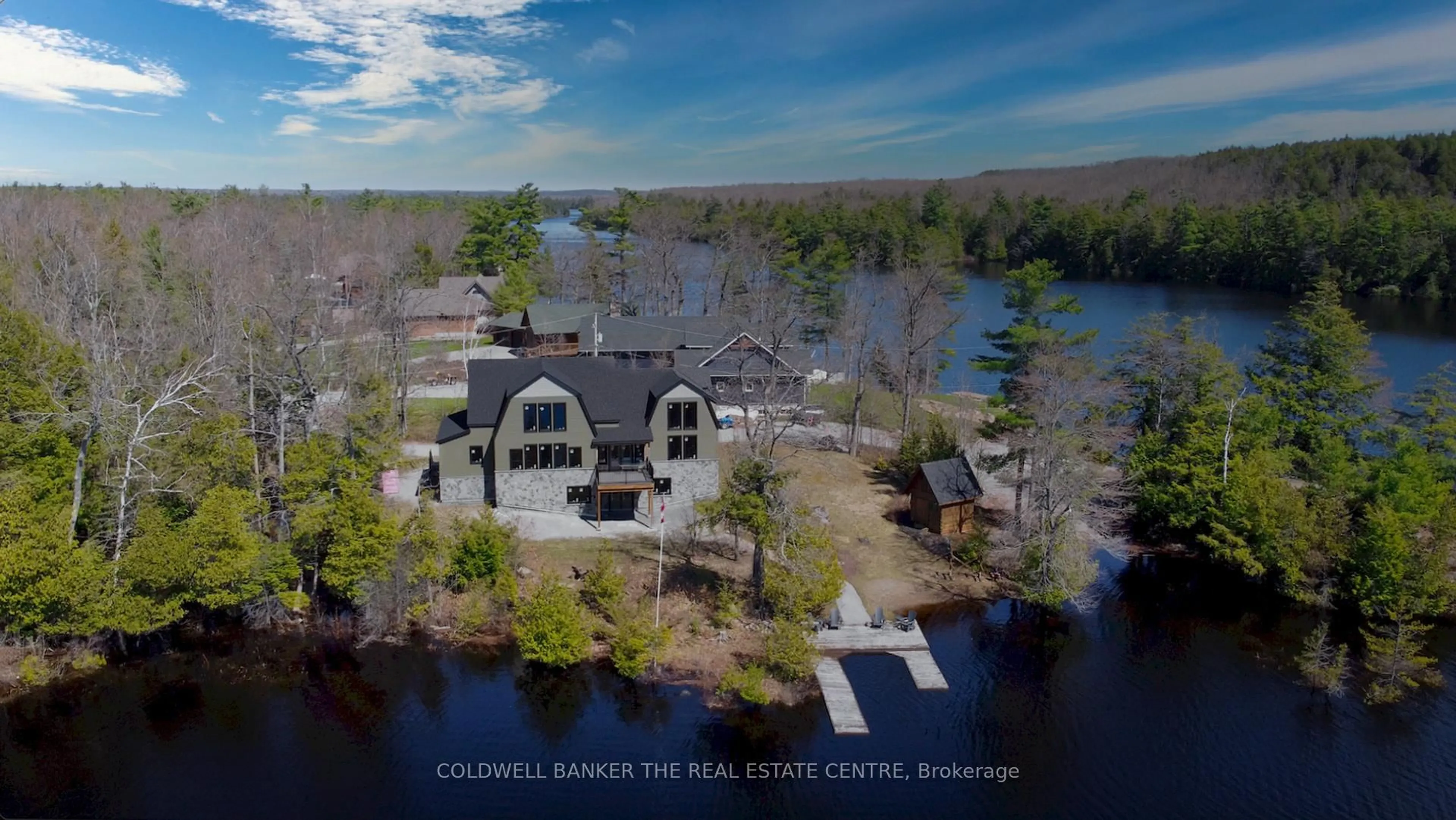 A pic from outside/outdoor area/front of a property/back of a property/a pic from drone, water/lake/river/ocean view for 16 Evergreen Way, Trent Lakes Ontario K0M 1A0