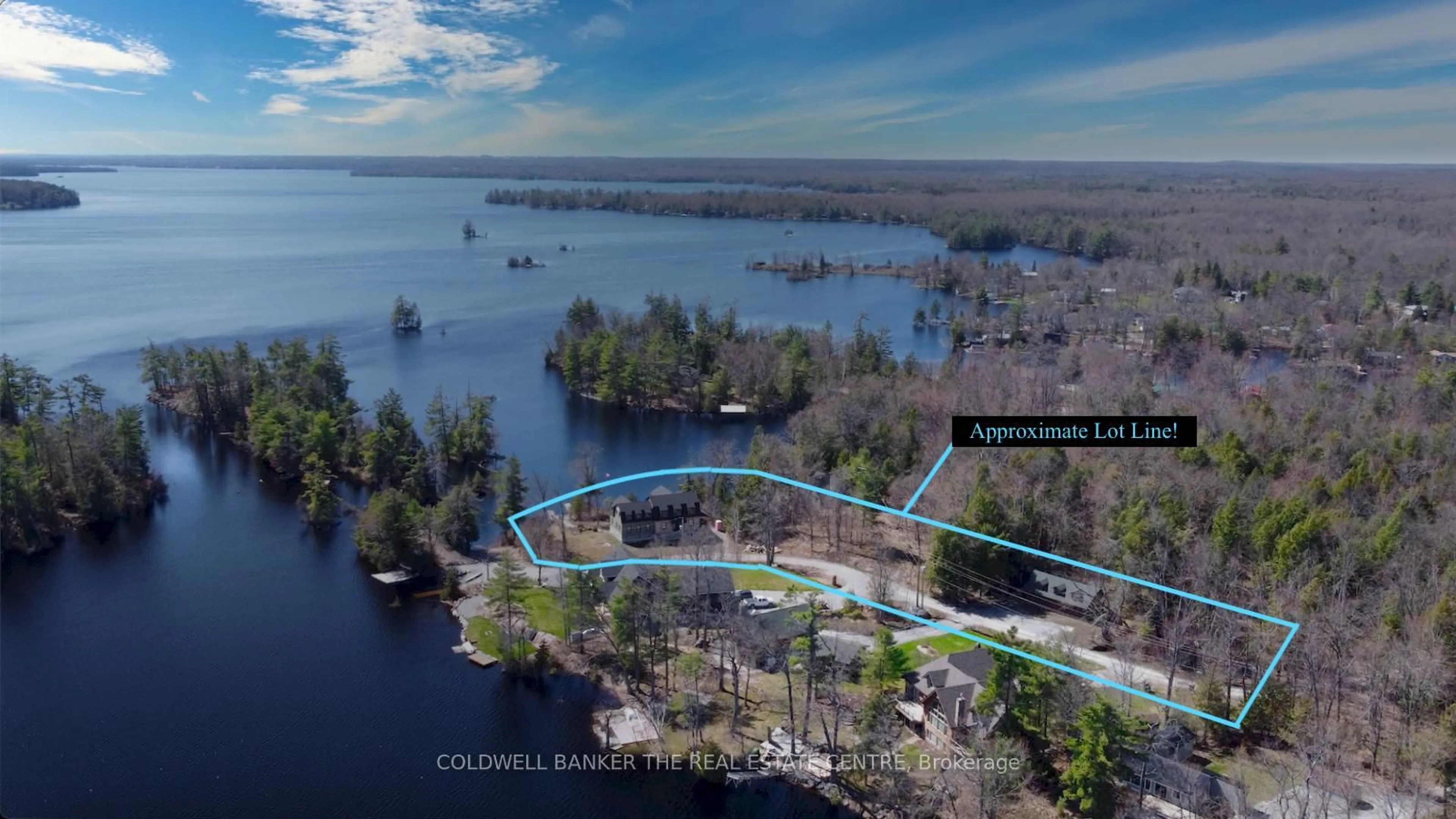 A pic from outside/outdoor area/front of a property/back of a property/a pic from drone, water/lake/river/ocean view for 16 Evergreen Way, Trent Lakes Ontario K0M 1A0