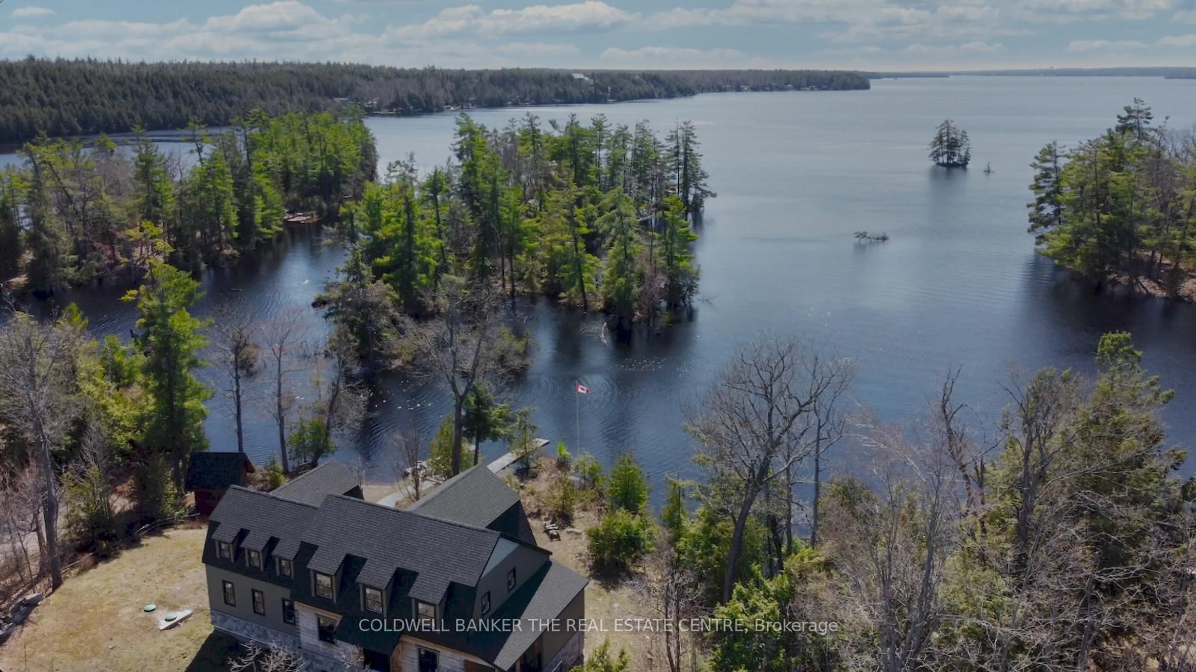 A pic from outside/outdoor area/front of a property/back of a property/a pic from drone, water/lake/river/ocean view for 16 Evergreen Way, Trent Lakes Ontario K0M 1A0