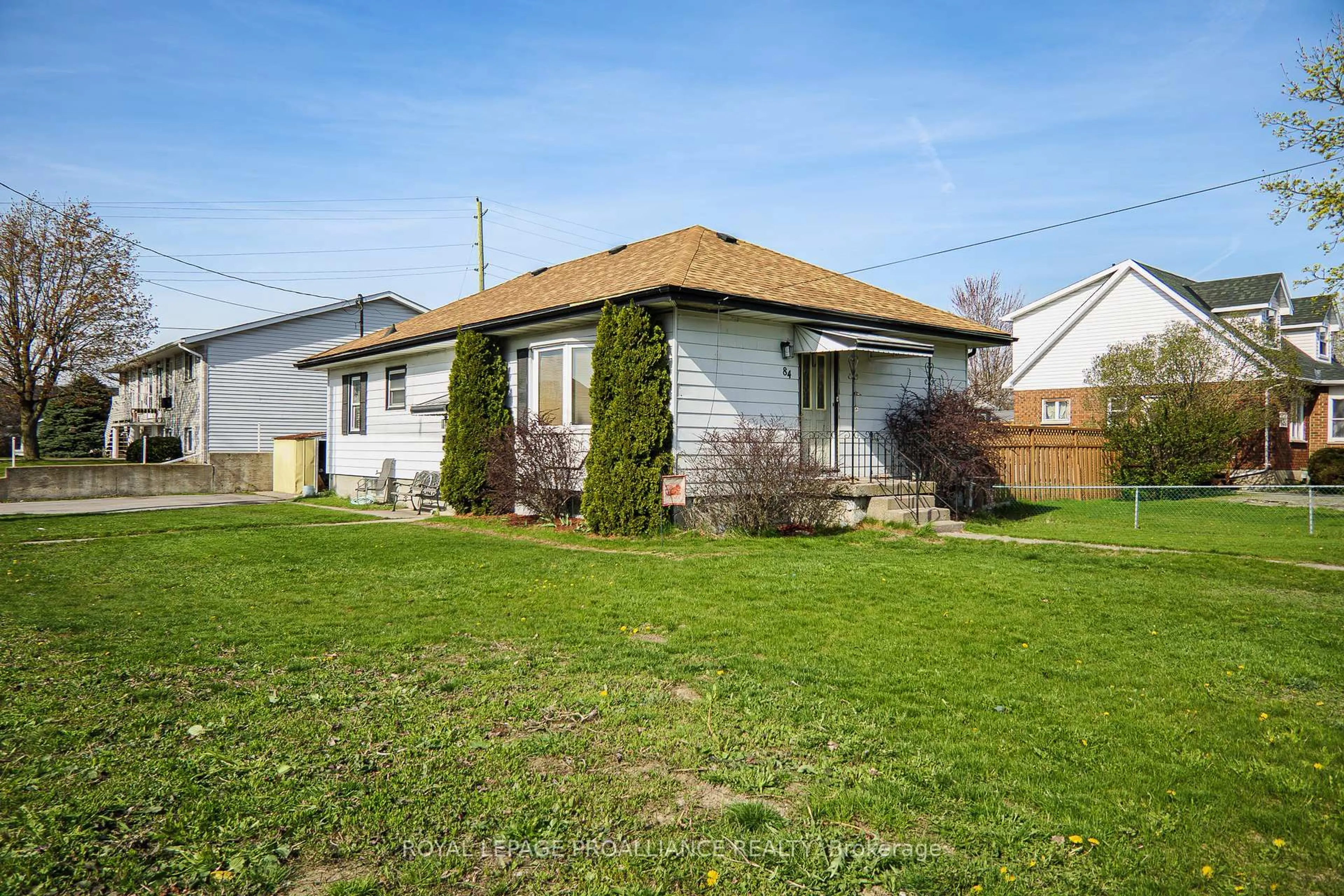 A pic from outside/outdoor area/front of a property/back of a property/a pic from drone, street for 84 Heber St, Quinte West Ontario K8V 1N3