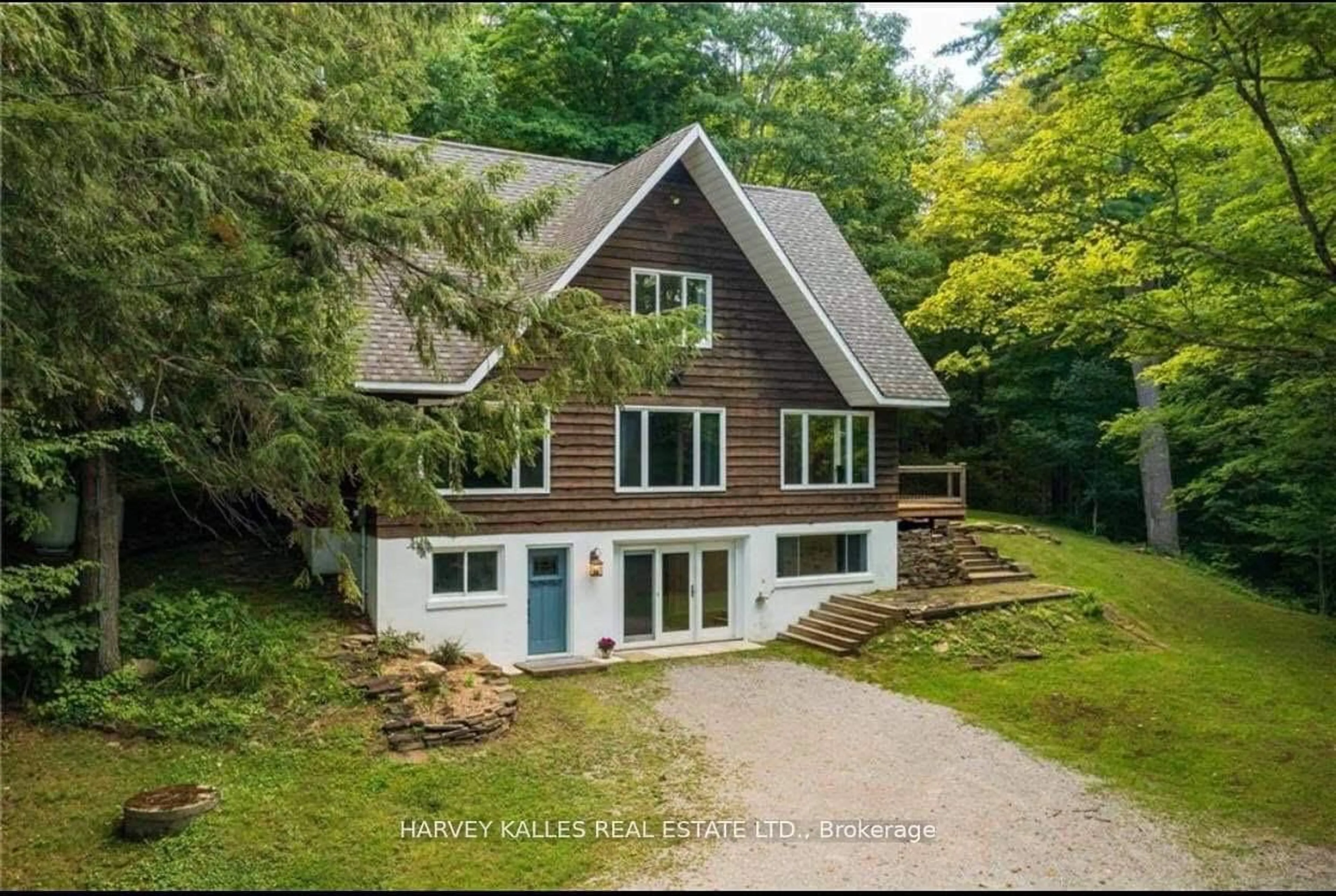 A pic from outside/outdoor area/front of a property/back of a property/a pic from drone, water/lake/river/ocean view for 1047 RANSLEY Rd, Minden Hills Ontario K0M 2K0