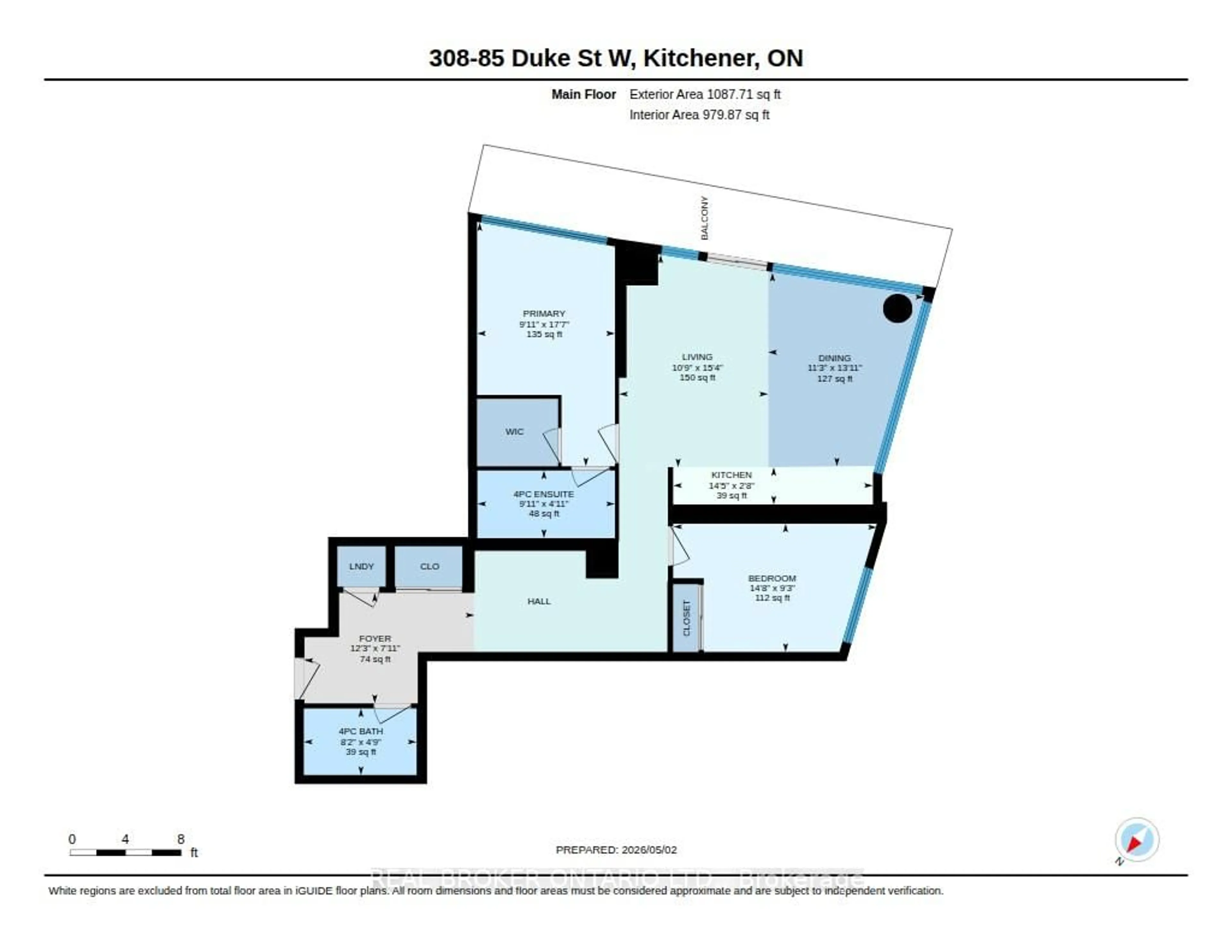 Floor plan for 85 Duke St #308, Kitchener Ontario N2H 0B7