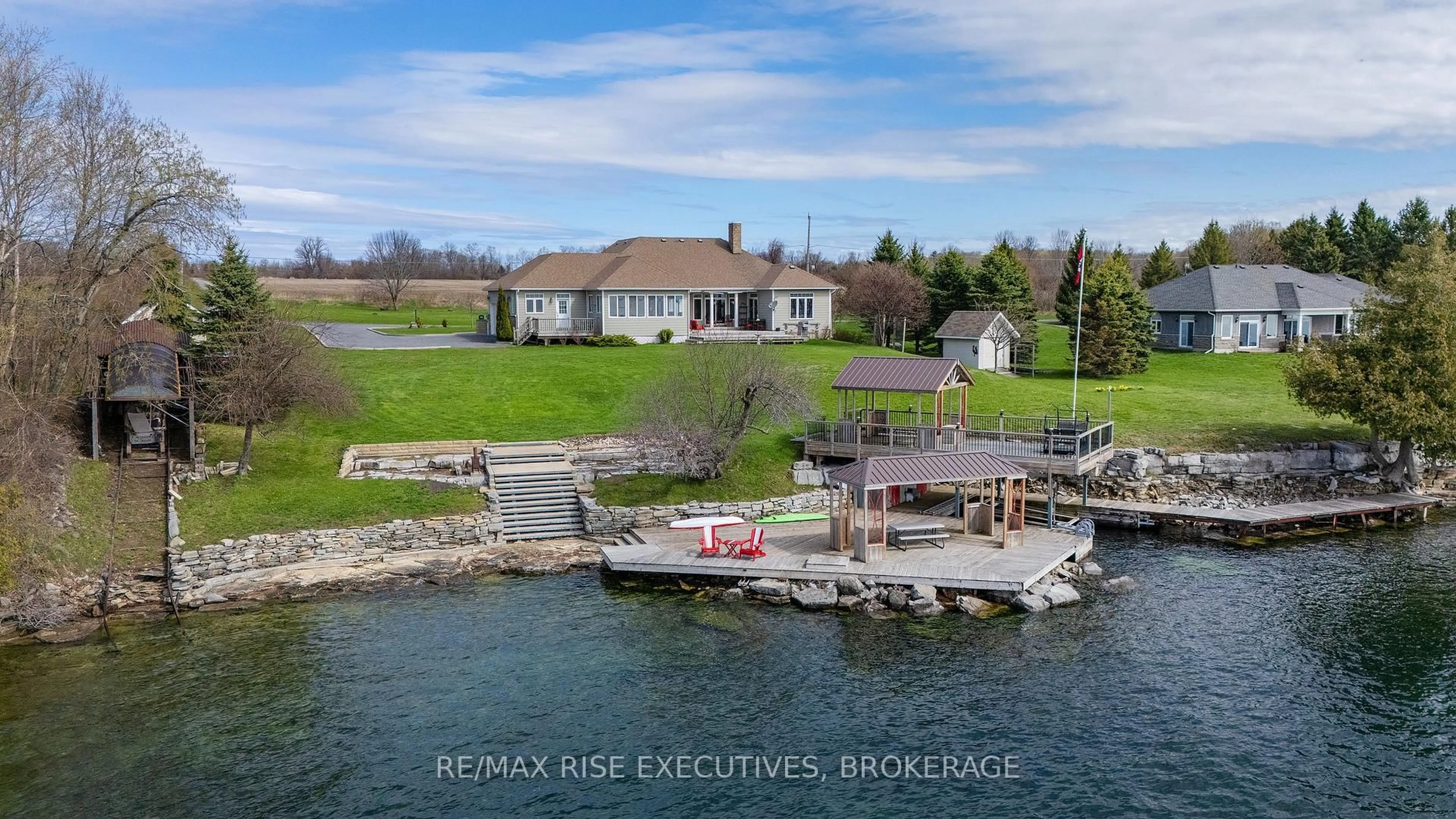 A pic from outside/outdoor area/front of a property/back of a property/a pic from drone, water/lake/river/ocean view for 255 Good Friend Dr, Gananoque Ontario K7G 2V6