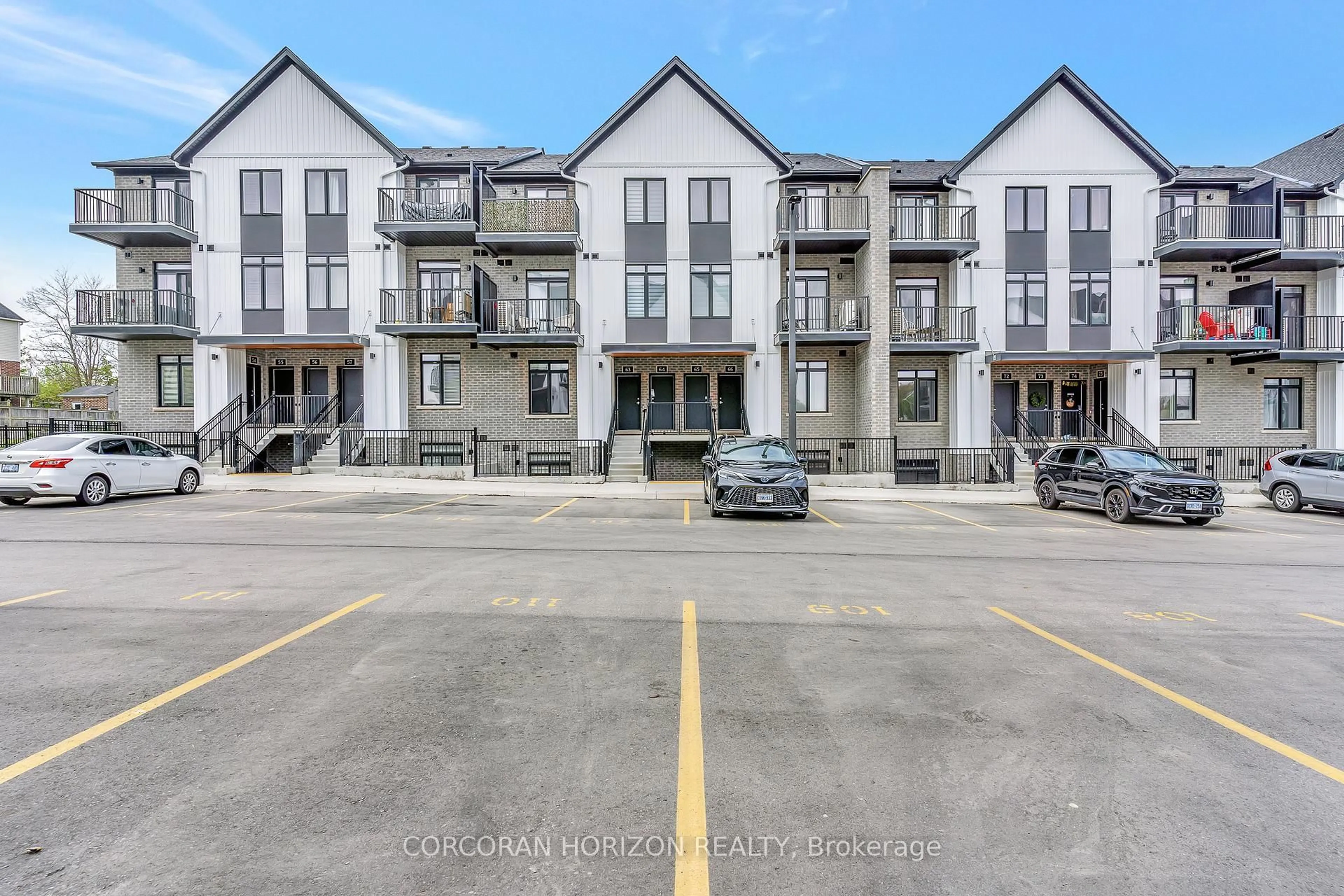 A pic from outside/outdoor area/front of a property/back of a property/a pic from drone, street for 405 Myers Rd #56, Cambridge Ontario N1P 0B6