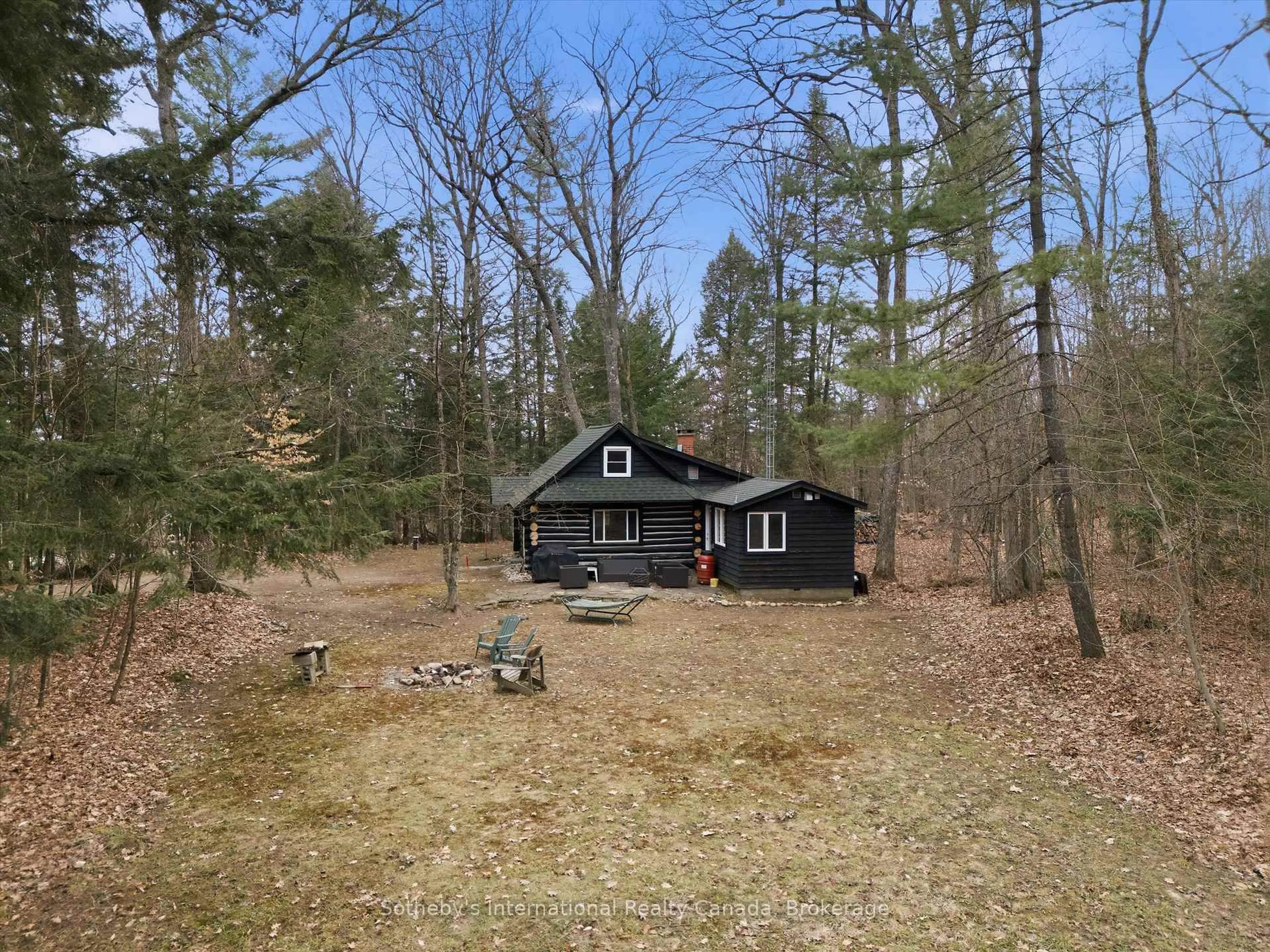 A pic from outside/outdoor area/front of a property/back of a property/a pic from drone, forest/trees view for 1100 Old Hwy 117 Highway, Lake of Bays Ontario P0B 1A0