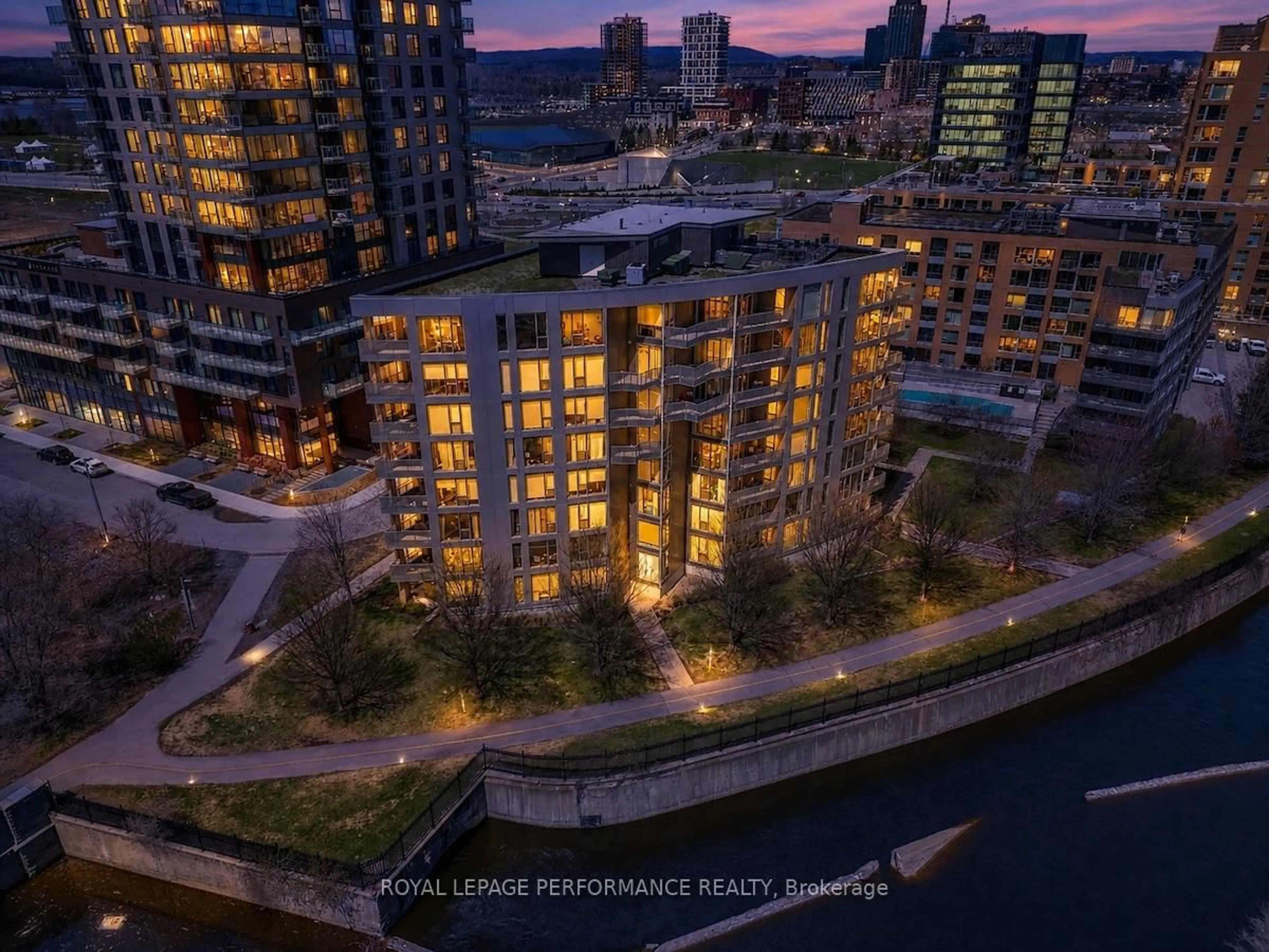 A pic from outside/outdoor area/front of a property/back of a property/a pic from drone, water/lake/river/ocean view for 300C Lett St #803, Ottawa Ontario K1R 0B8
