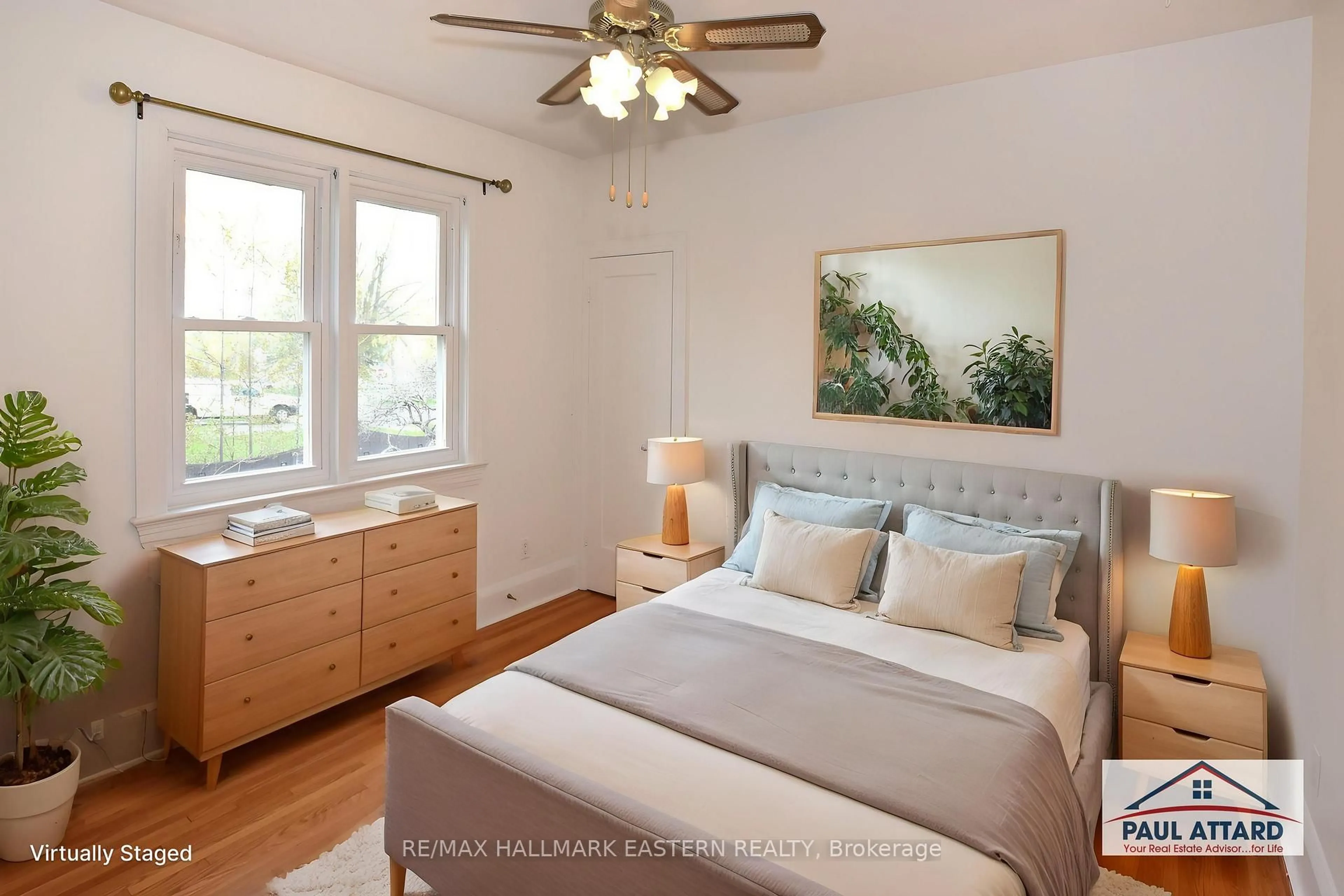 Bedroom with bed, wood/laminate floor for 269 Aberdeen Ave, Peterborough Ontario K9H 4X2