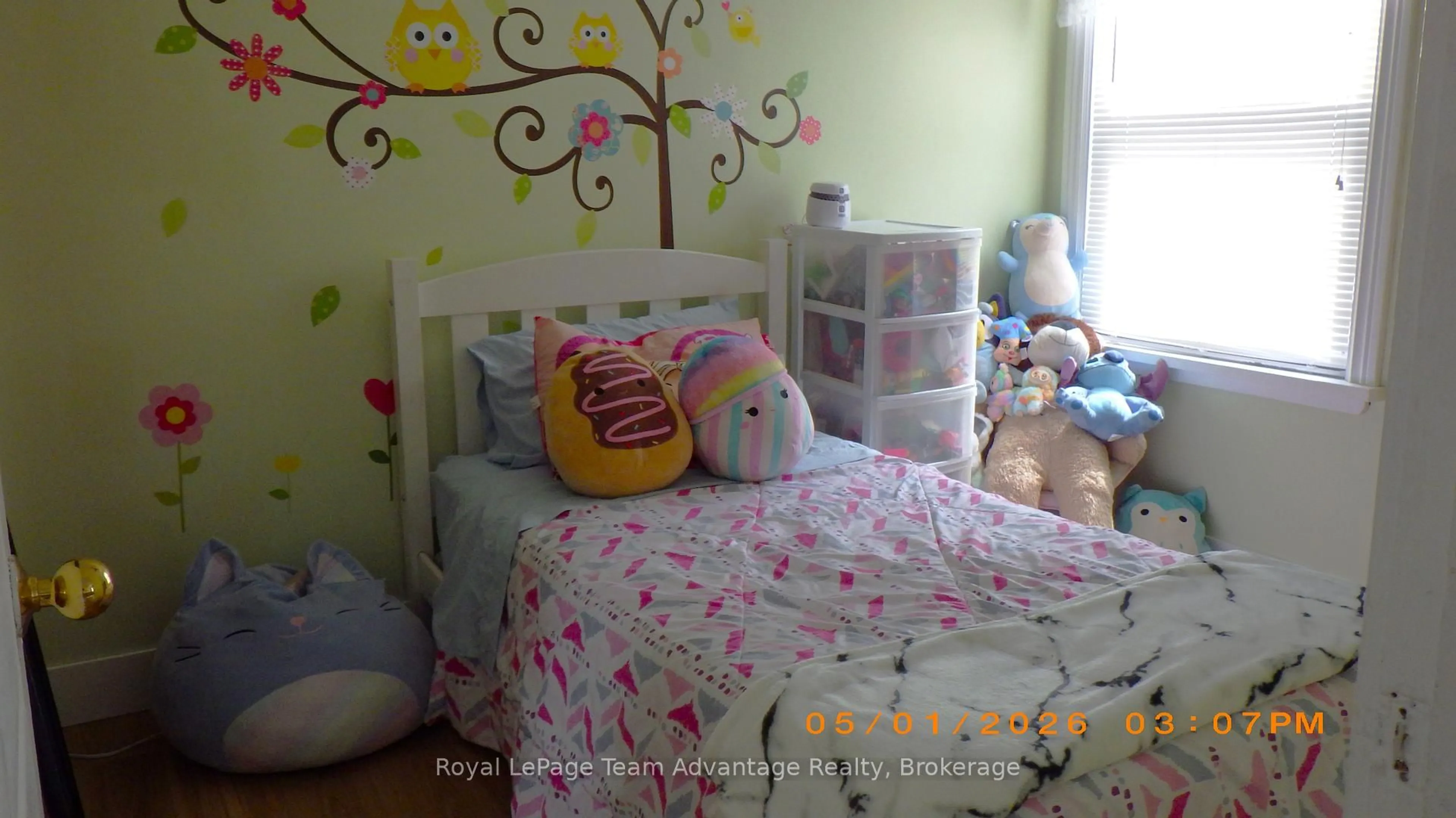 Bedroom with bed, wood/laminate floor for 3 Riverdale Rd, Parry Sound Ontario P2A 1N8