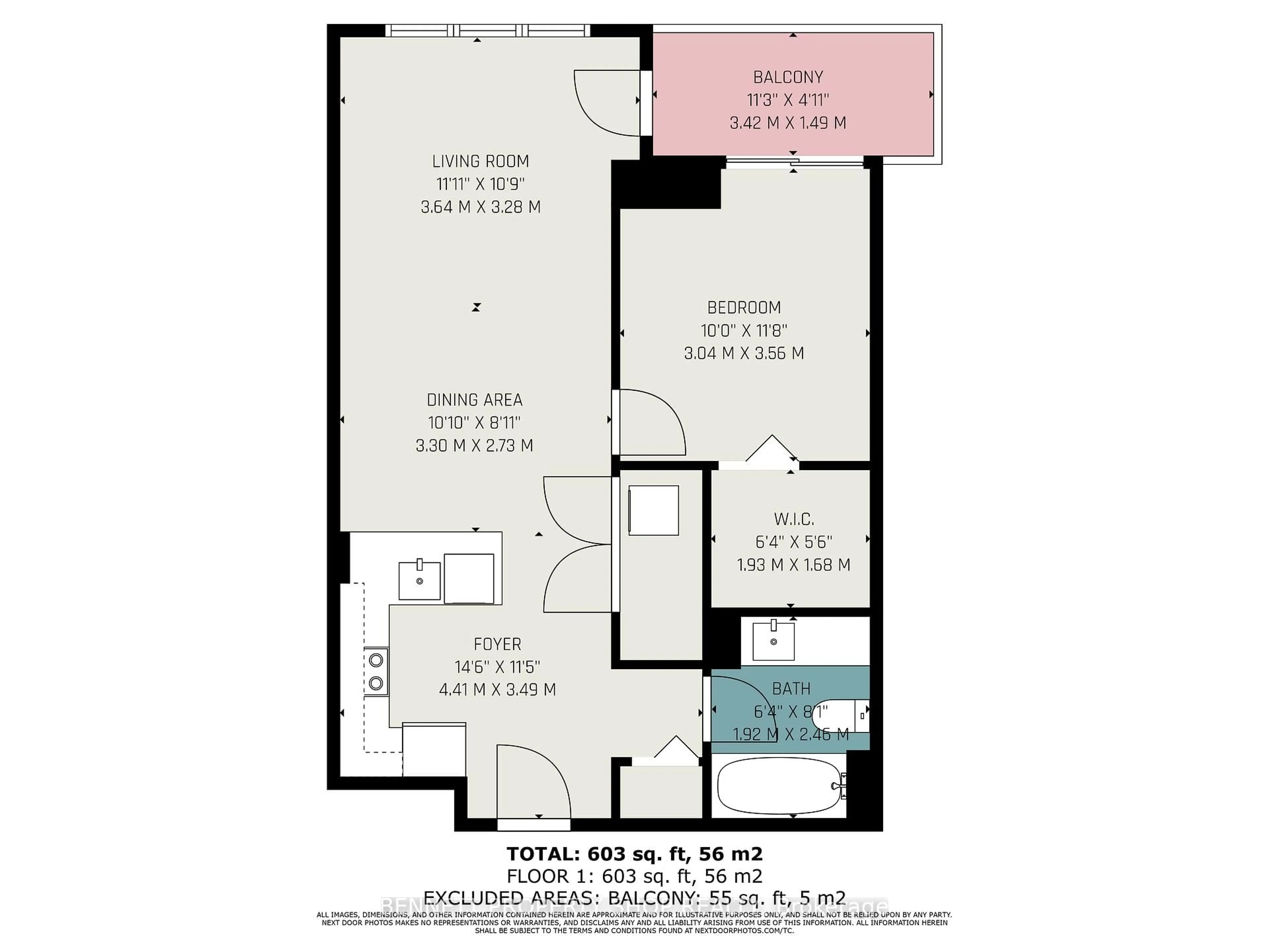 Floor plan for 242 Rideau St #807, Ottawa Ontario K1N 0B7