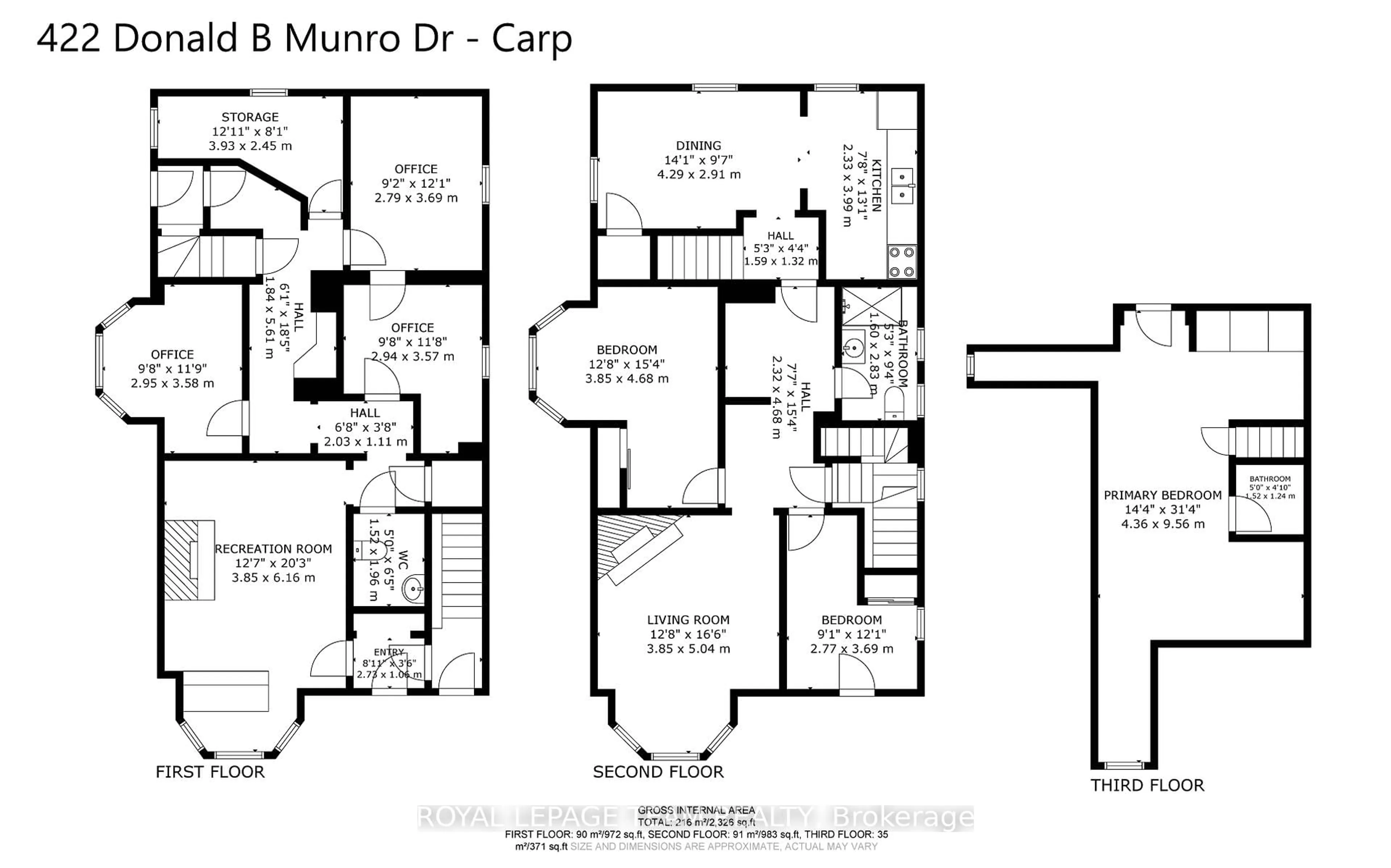 Floor plan for 422 Donald B Munro Dr, Carp Ontario K0A 1L0