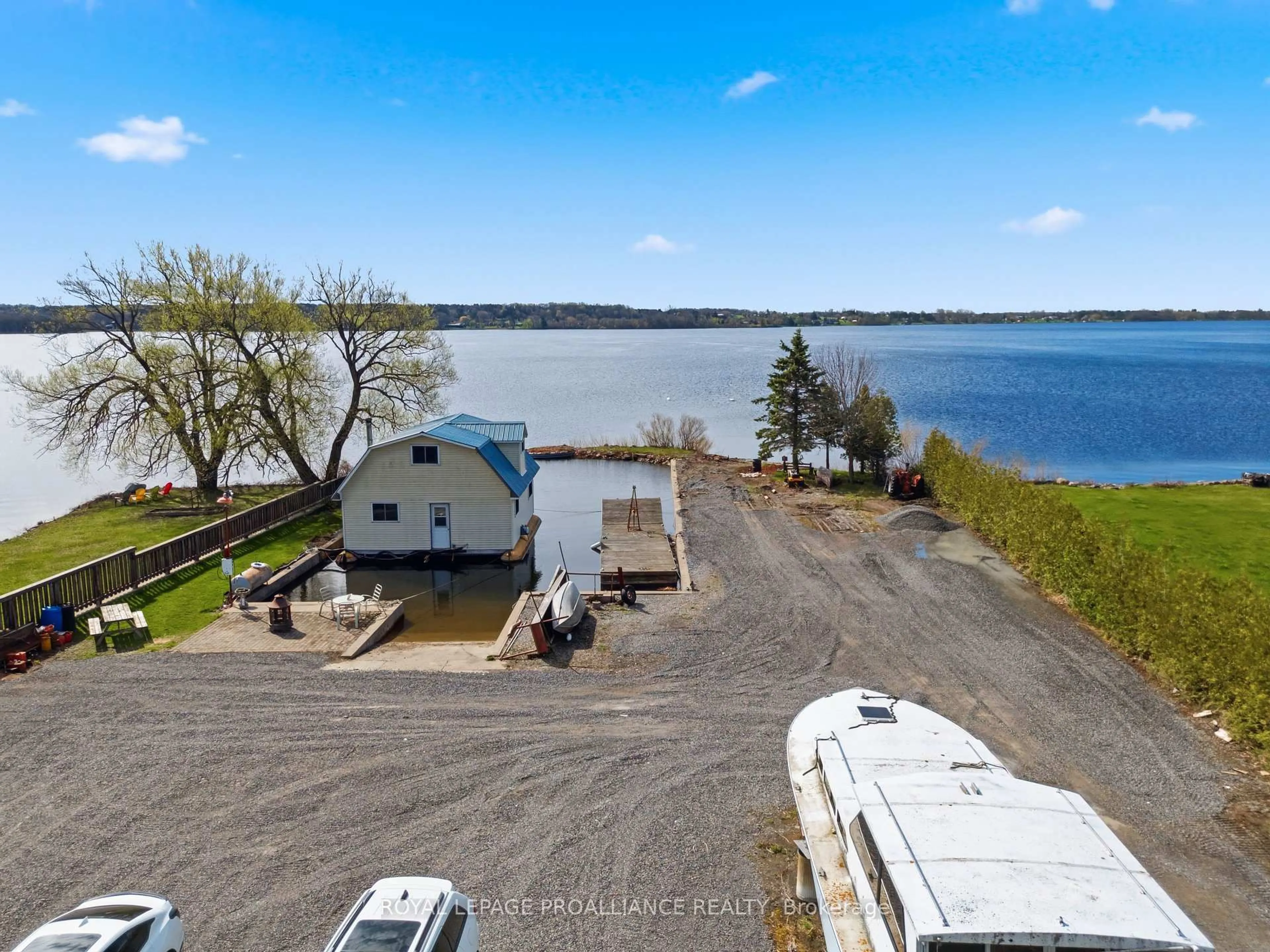 A pic from outside/outdoor area/front of a property/back of a property/a pic from drone, water/lake/river/ocean view for 578B Old Highway 2, Quinte West Ontario K8V 5P5