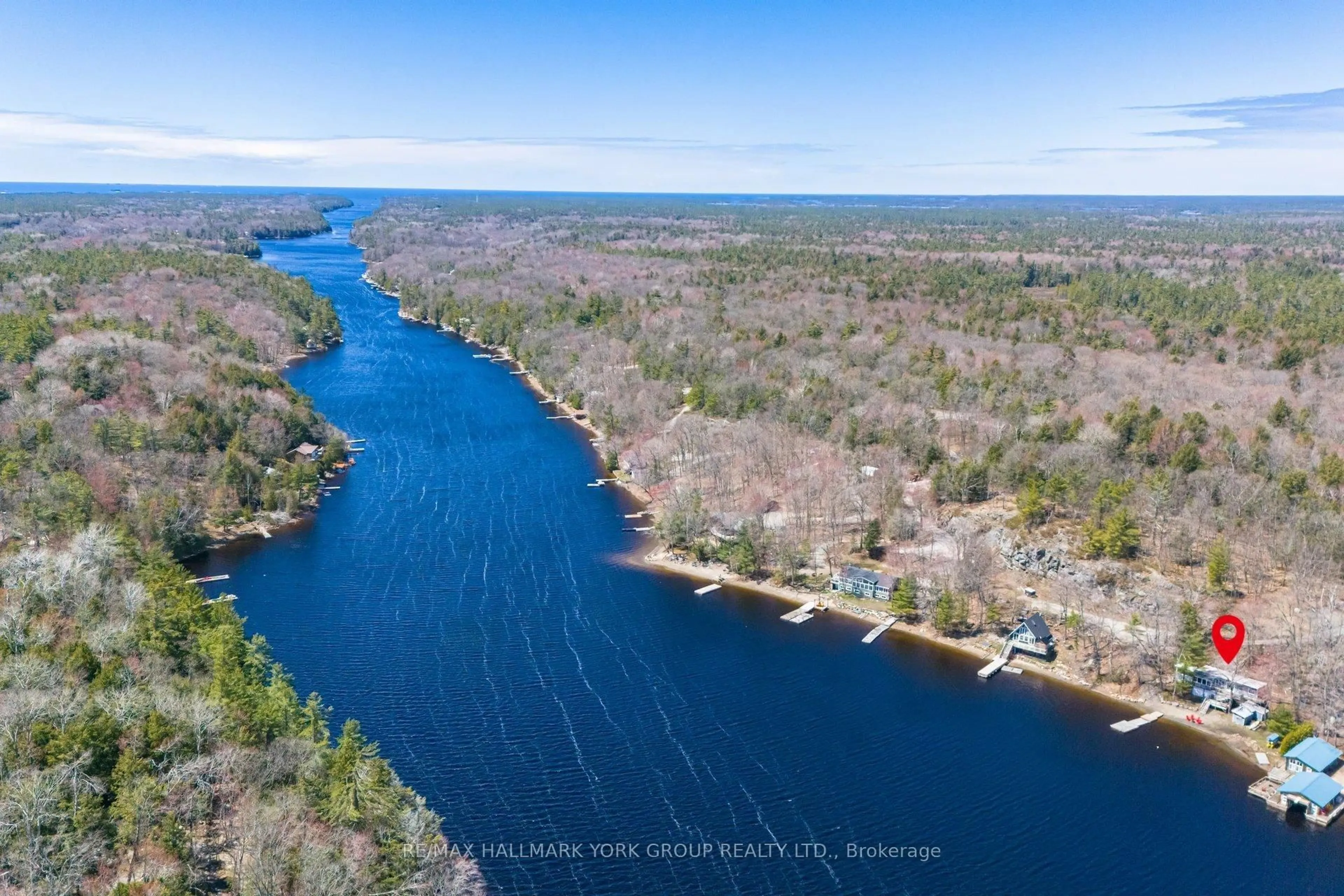 A pic from outside/outdoor area/front of a property/back of a property/a pic from drone, water/lake/river/ocean view for 983 Harrison Tr, Georgian Bay Ontario P0C 1H0