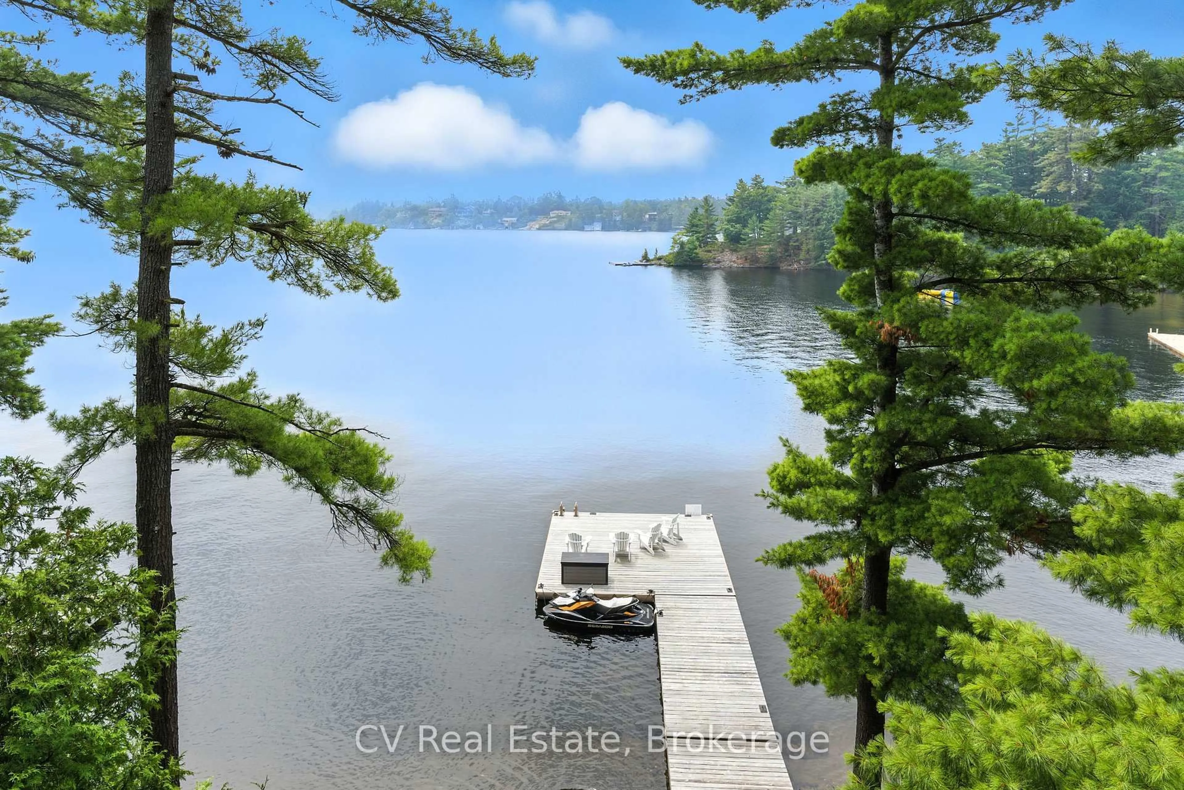 A pic from outside/outdoor area/front of a property/back of a property/a pic from drone, water/lake/river/ocean view for 1166 Parkers Point Rd, Gravenhurst Ontario P1P 1R2