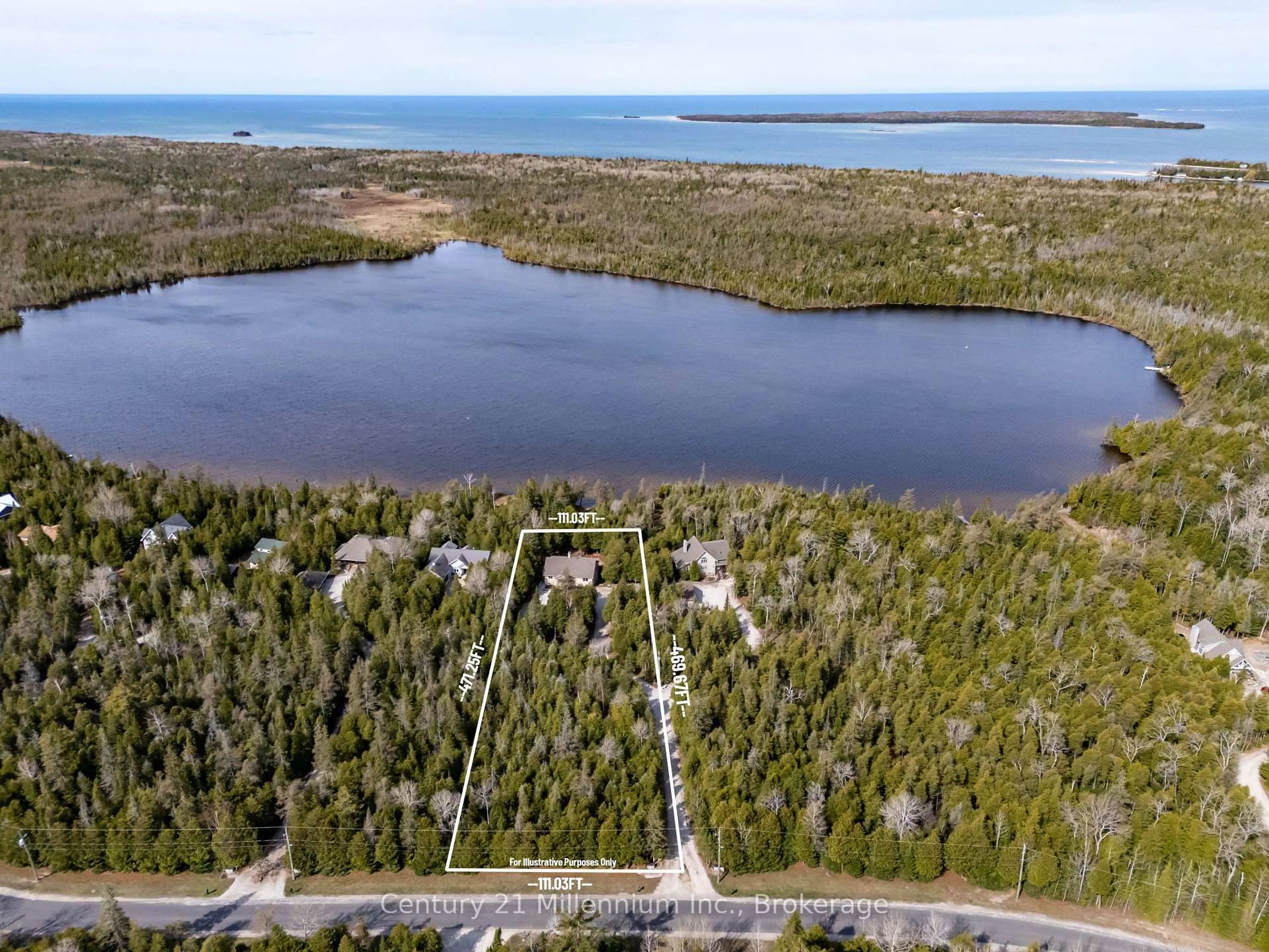 A pic from outside/outdoor area/front of a property/back of a property/a pic from drone, water/lake/river/ocean view for 80 Lakewood Country Lane, Northern Bruce Peninsula Ontario N0H 1W0