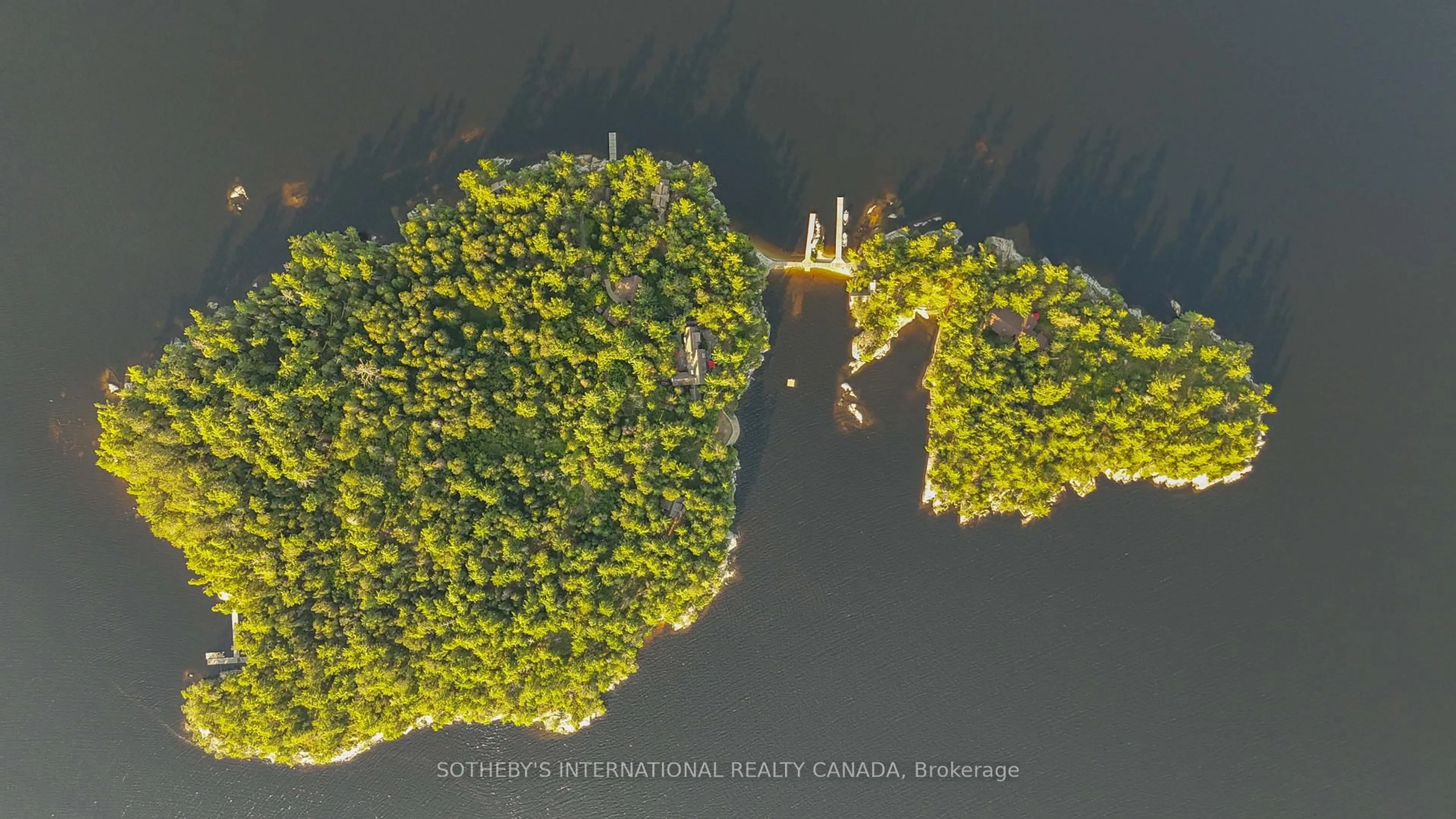A pic from outside/outdoor area/front of a property/back of a property/a pic from drone, water/lake/river/ocean view for 1 French Island, Rainy River Ontario P0W 1L0