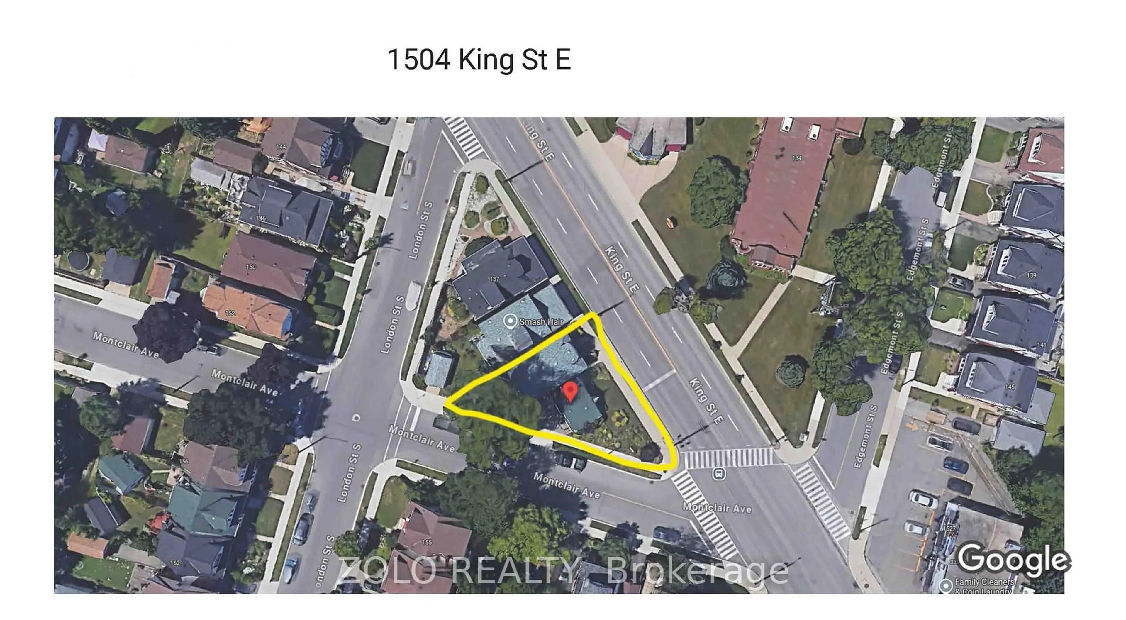 A pic from outside/outdoor area/front of a property/back of a property/a pic from drone, street for 1504 King St, Hamilton Ontario L8K 1S8
