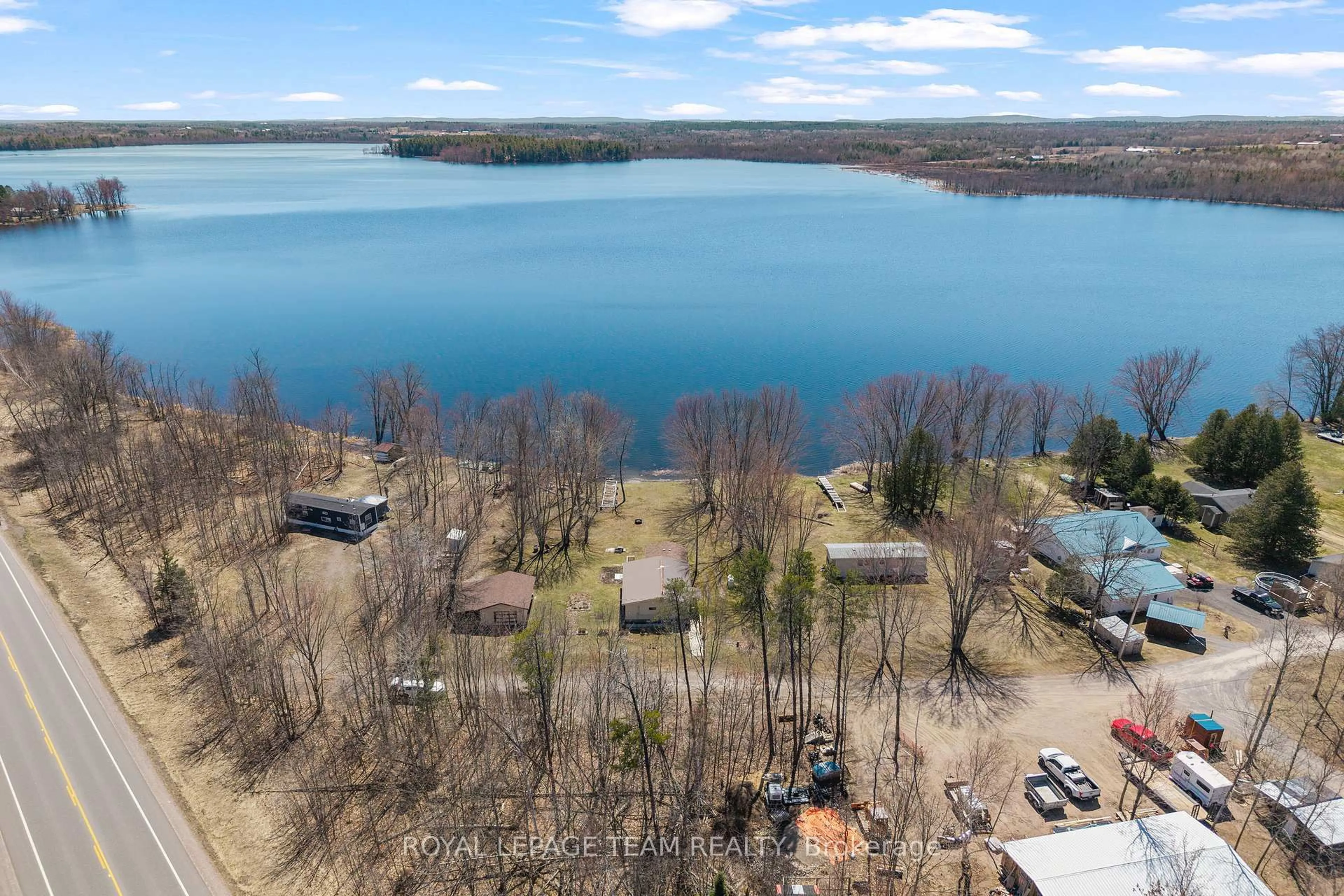 A pic from outside/outdoor area/front of a property/back of a property/a pic from drone, water/lake/river/ocean view for 424 Hummingbird Lane, Eganville Ontario K0J 1T0