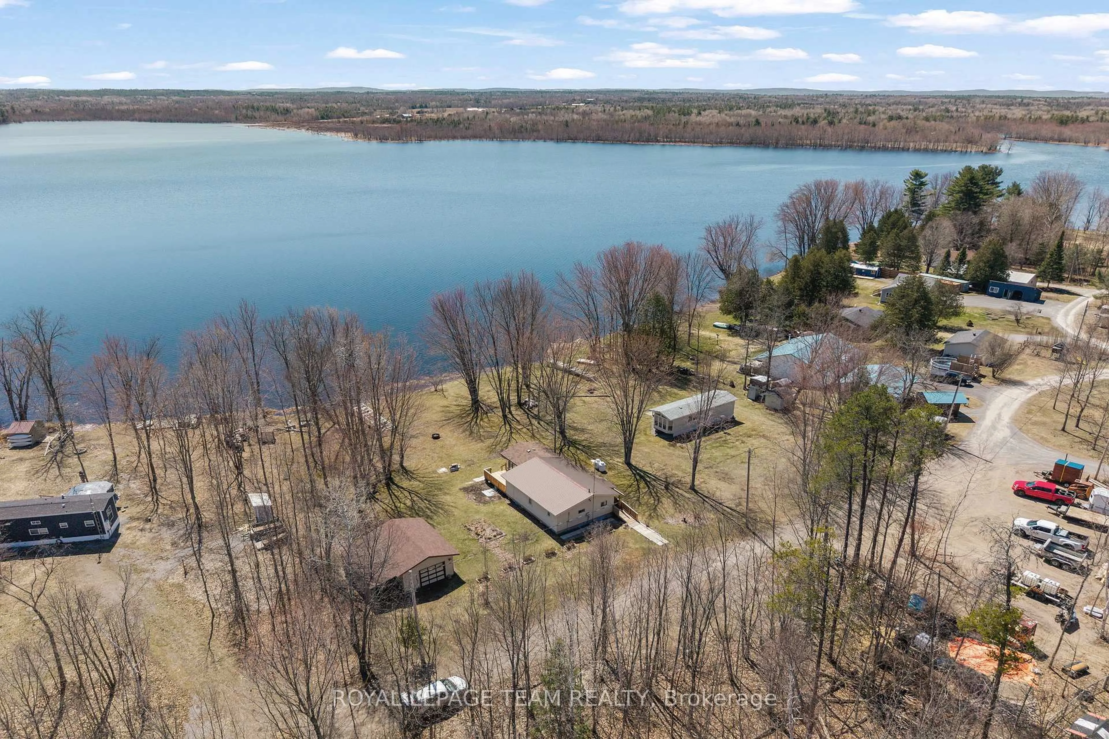 A pic from outside/outdoor area/front of a property/back of a property/a pic from drone, water/lake/river/ocean view for 424 Hummingbird Lane, Eganville Ontario K0J 1T0