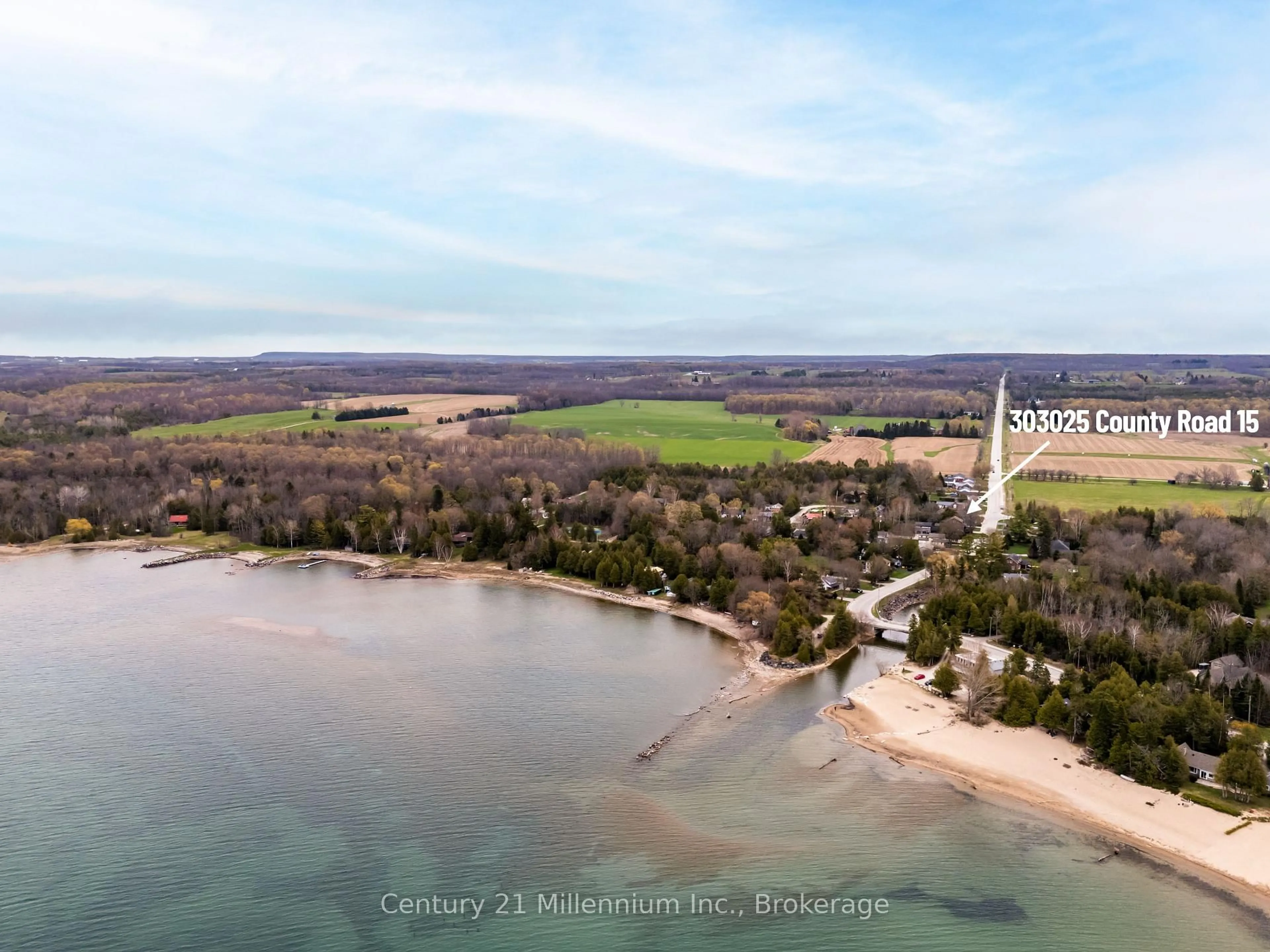 A pic from outside/outdoor area/front of a property/back of a property/a pic from drone, water/lake/river/ocean view for 303025 15 Grey Rd, Meaford Ontario N0H 1V0