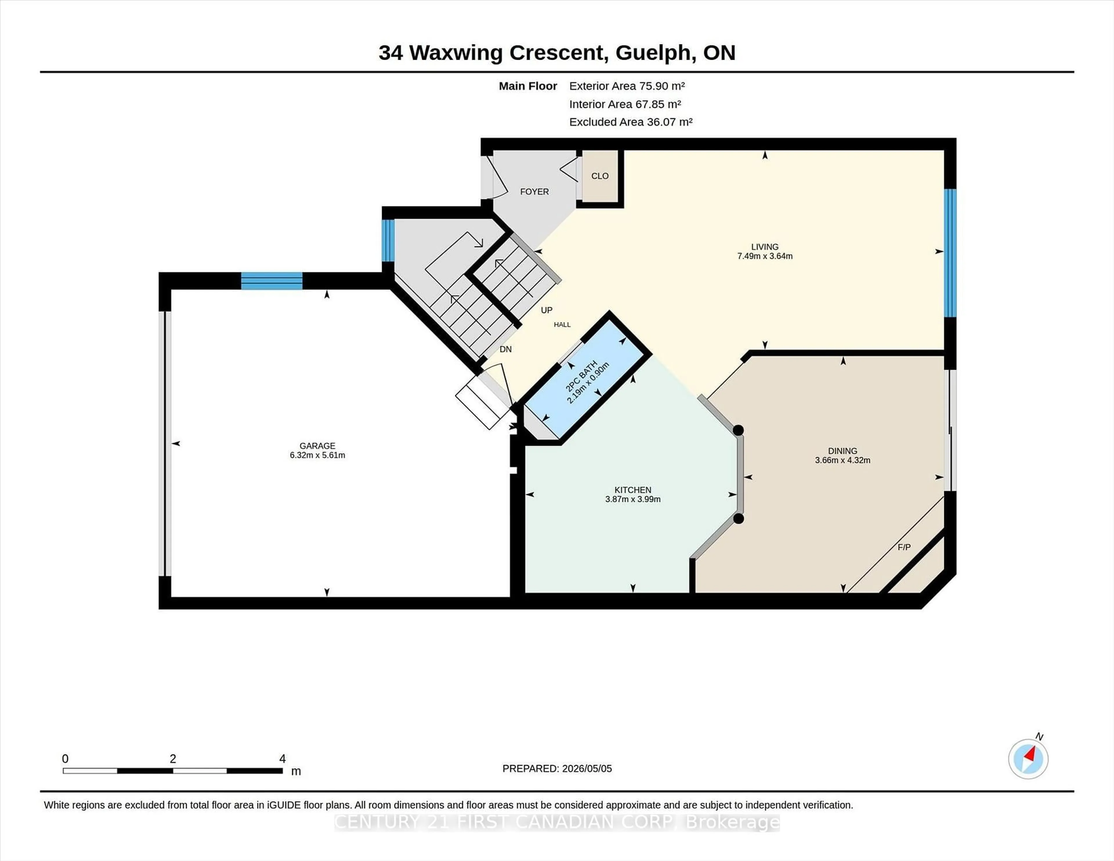 Floor plan for 34 Waxwing Cres, Guelph Ontario N1C 1E3