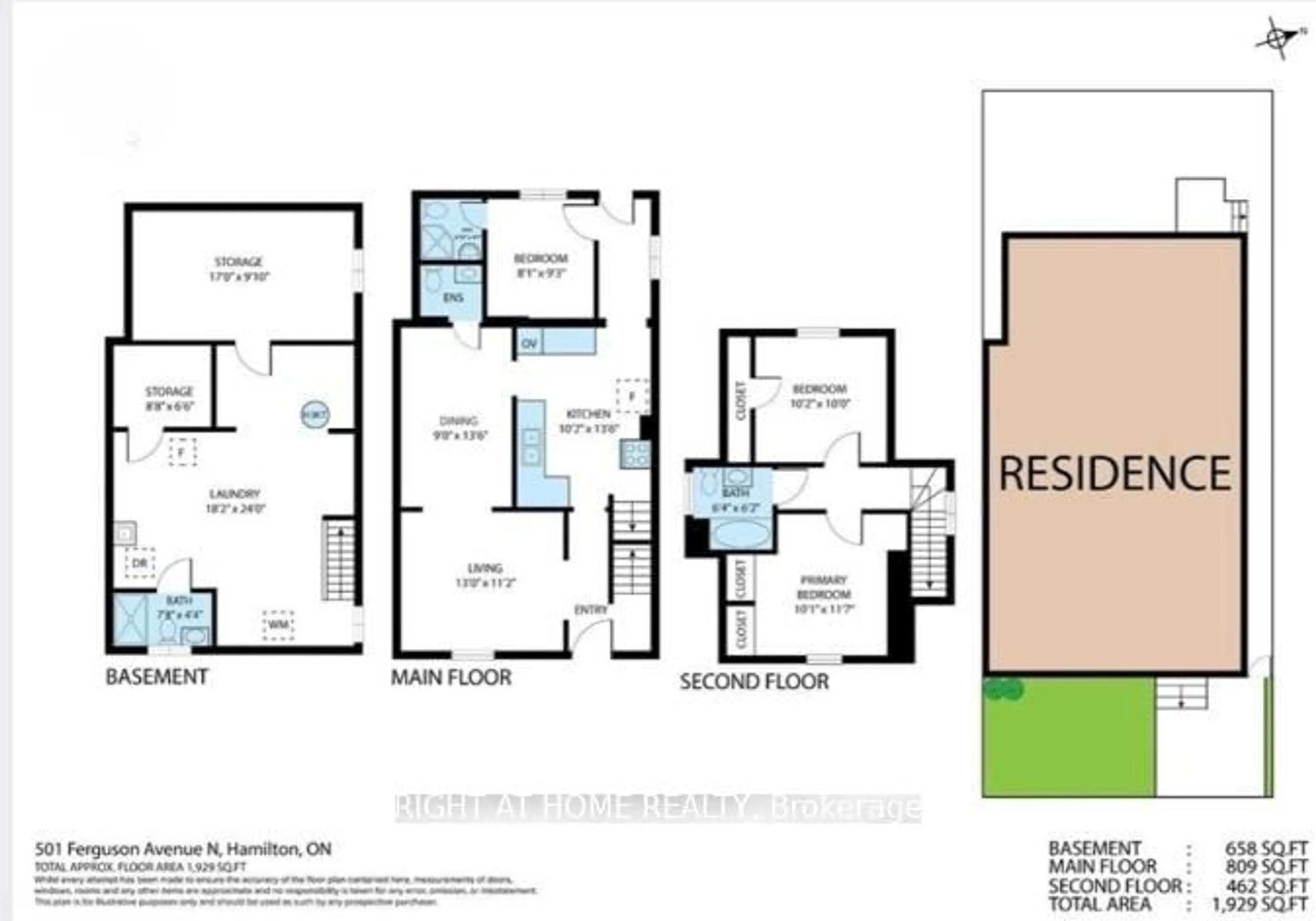 Floor plan for 501 Ferguson Ave, Hamilton Ontario L8L 4Z4