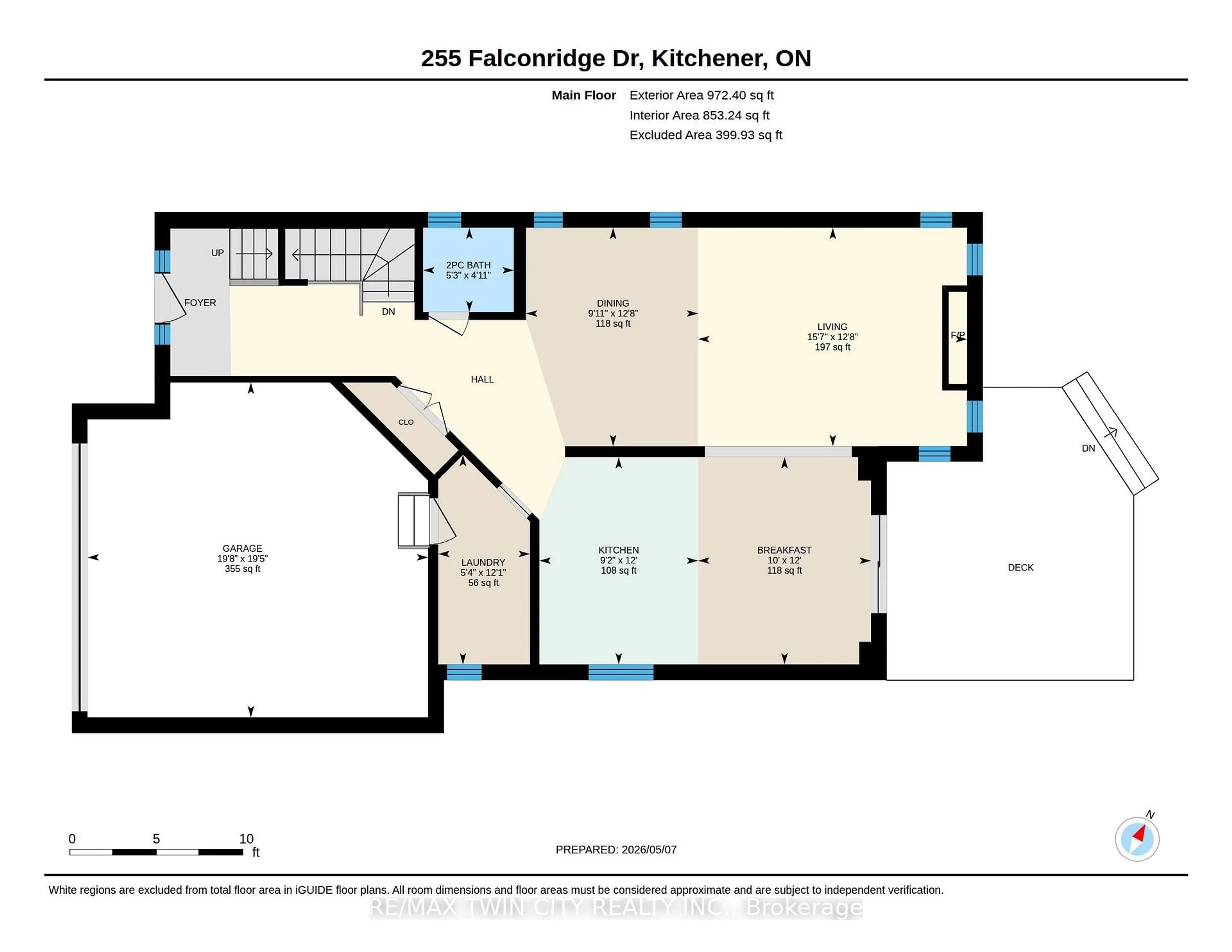 Floor plan for 255 Falconridge Dr, Kitchener Ontario N2K 0B6