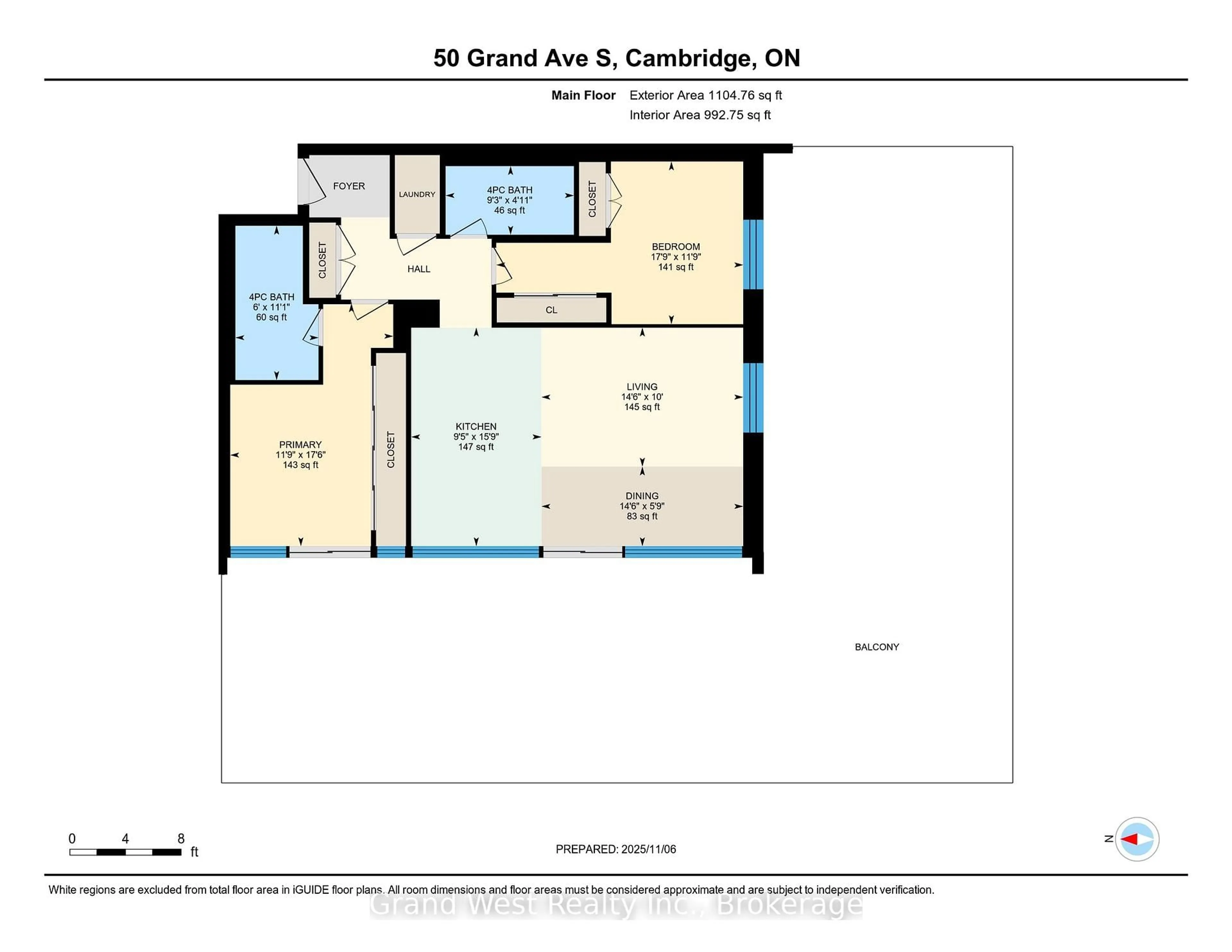 Floor plan for 50 Grand Ave #602, Cambridge Ontario N1S 0C2