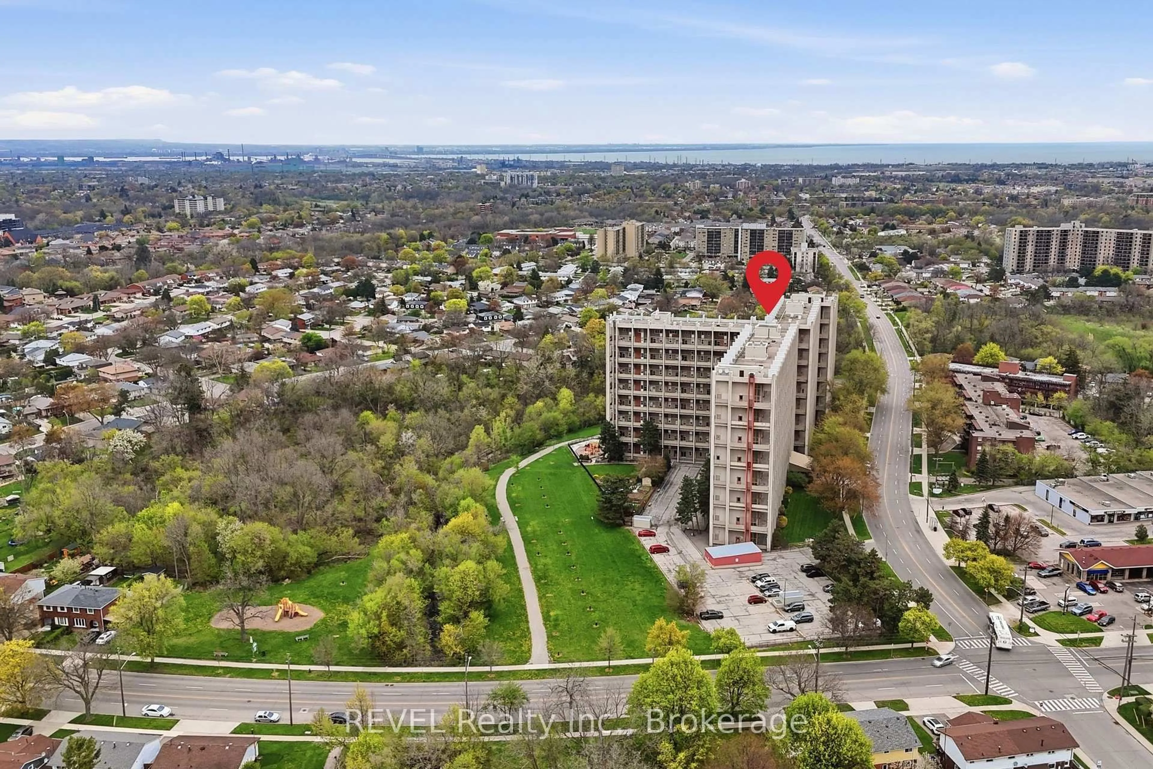 A pic from outside/outdoor area/front of a property/back of a property/a pic from drone, city buildings view from balcony for 350 Quigley Rd #824, Hamilton Ontario L8K 5N2
