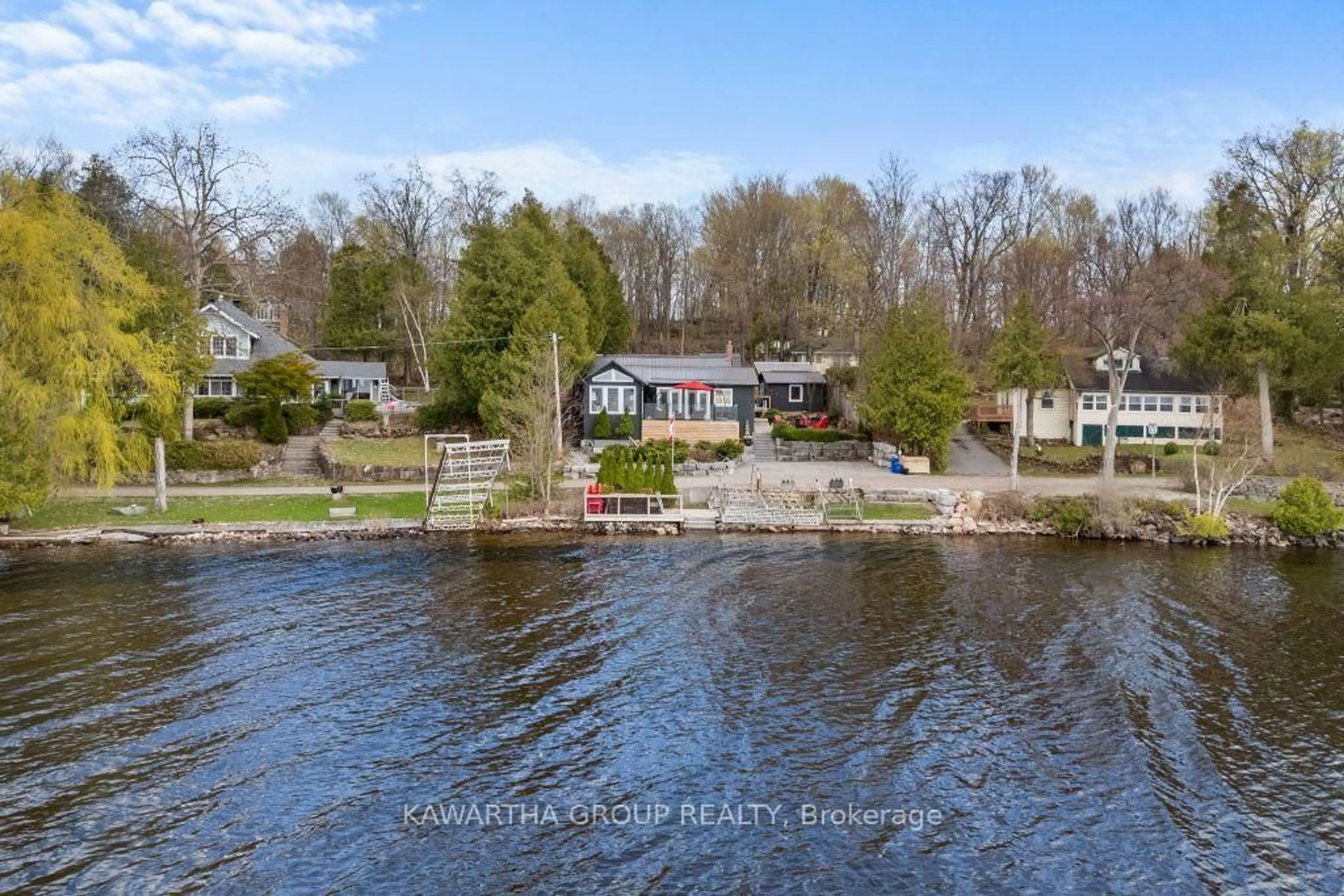 A pic from outside/outdoor area/front of a property/back of a property/a pic from drone, water/lake/river/ocean view for 79 Grove Rd, Kawartha Lakes Ontario K0M 1N0