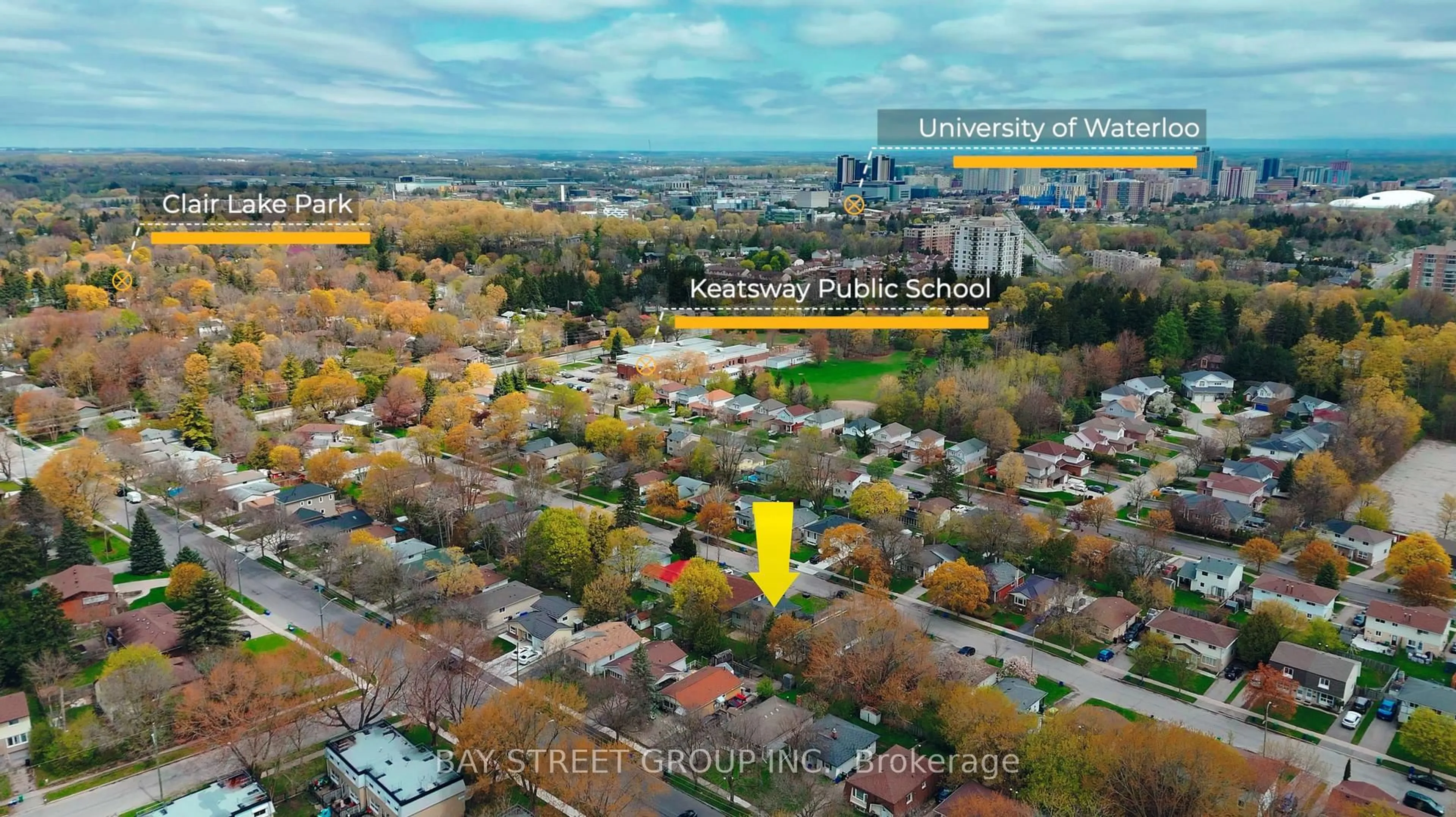 A pic from outside/outdoor area/front of a property/back of a property/a pic from drone, city buildings view from balcony for 41 Helene Cres, Waterloo Ontario N2L 5E6