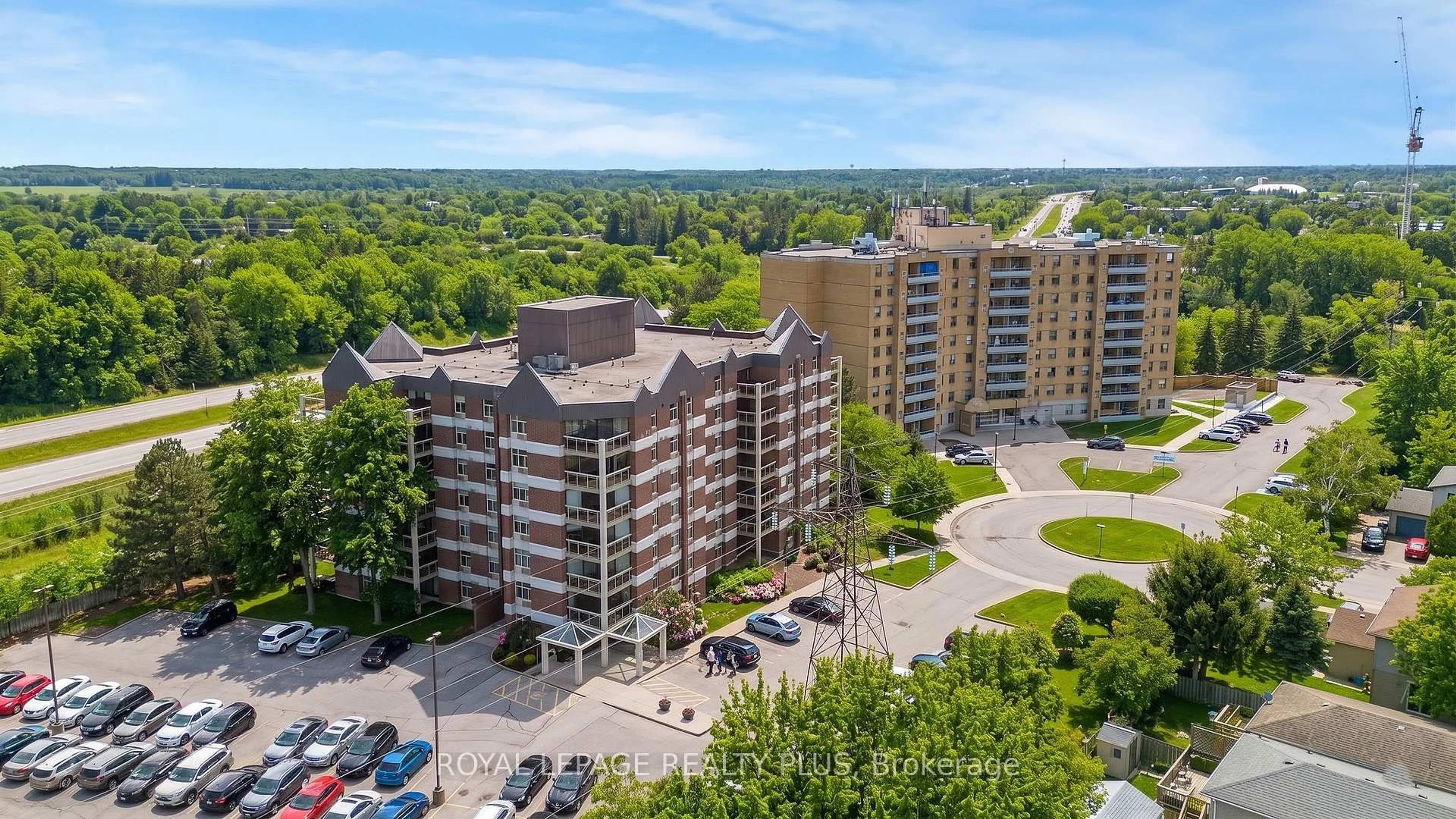 A pic from outside/outdoor area/front of a property/back of a property/a pic from drone, city buildings view from balcony for 8 Christopher Crt #603, Guelph Ontario N1G 4N7