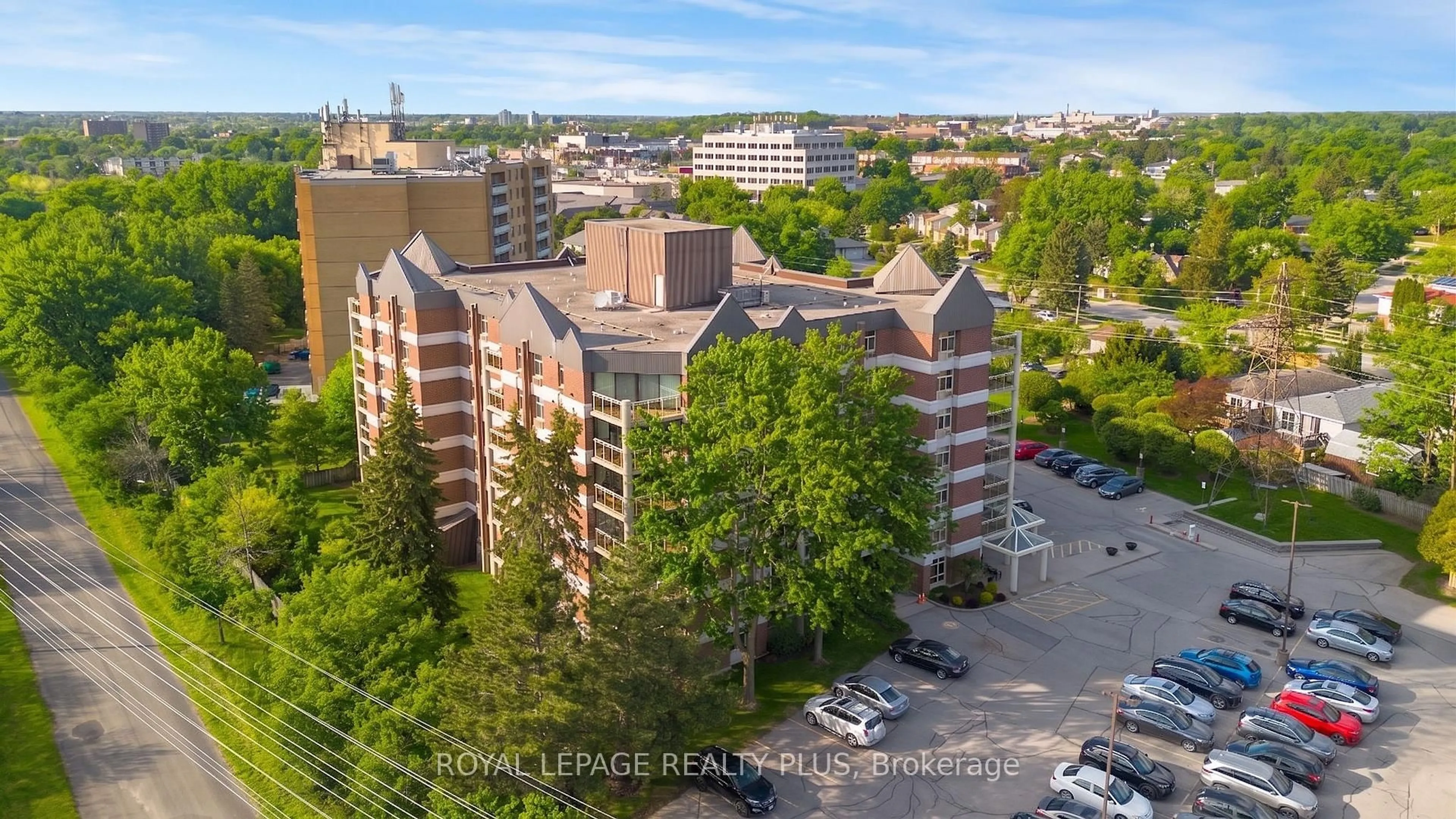 A pic from outside/outdoor area/front of a property/back of a property/a pic from drone, city buildings view from balcony for 8 Christopher Crt #603, Guelph Ontario N1G 4N7