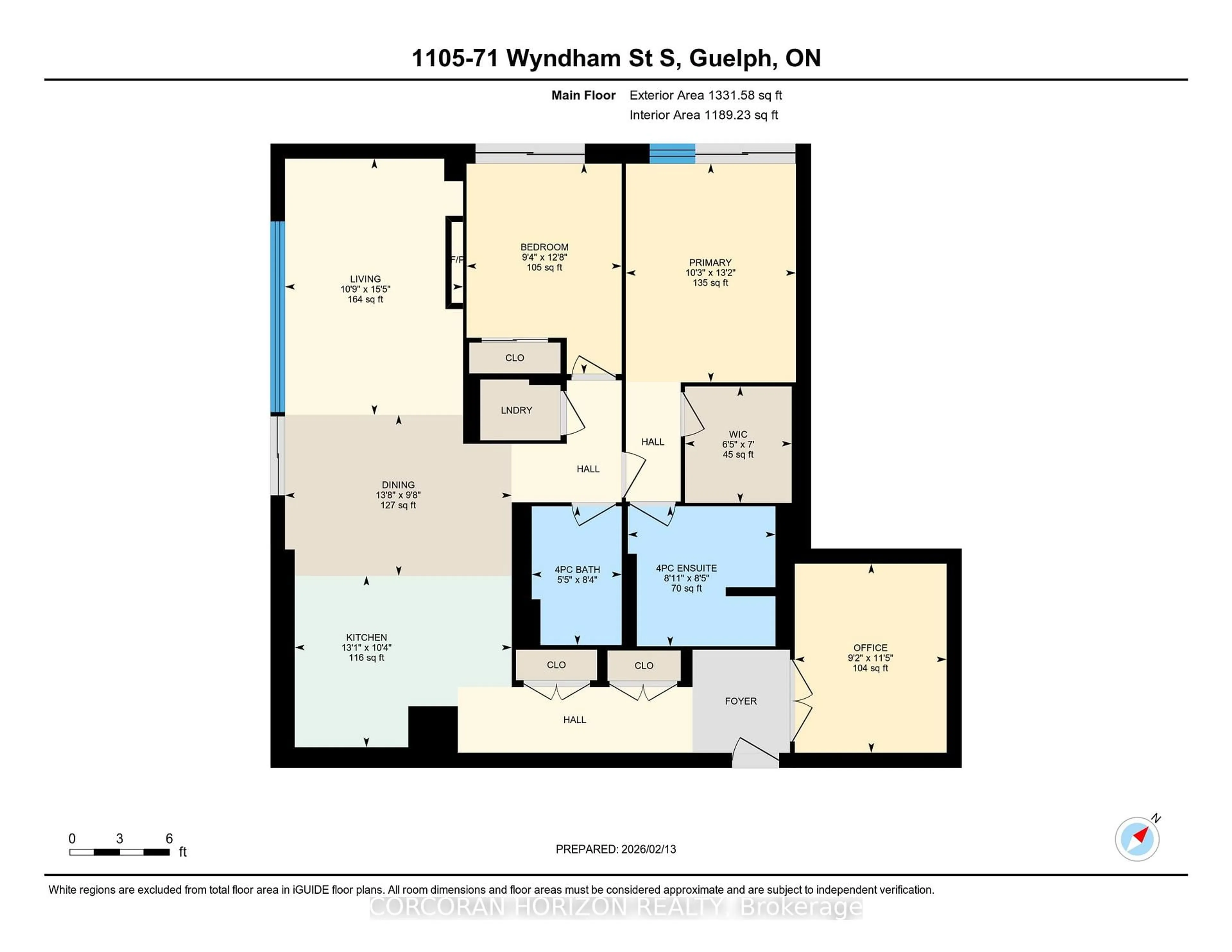 Floor plan for 71 Wyndham St #1105, Guelph Ontario N1E 5R3